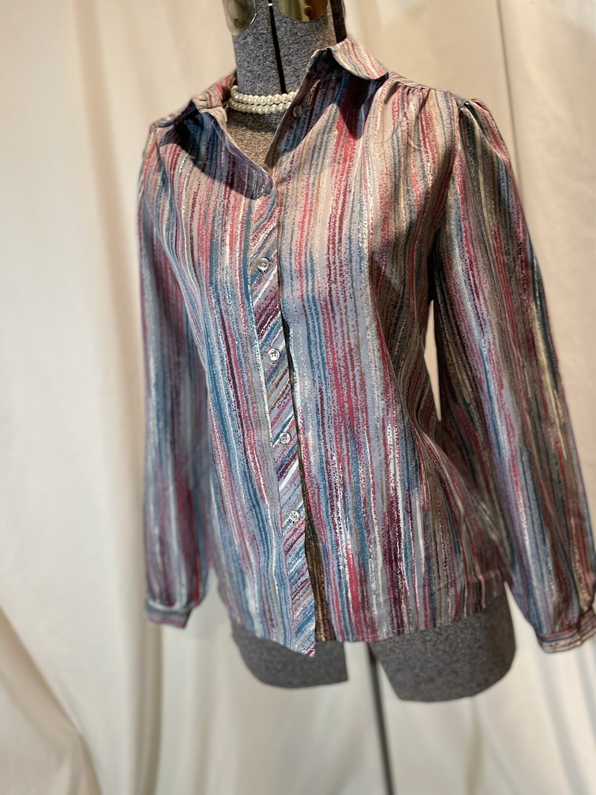 Vintage 70’s Disco Shirt By Lady Arrow Size M Medium Secretary Style Or Club