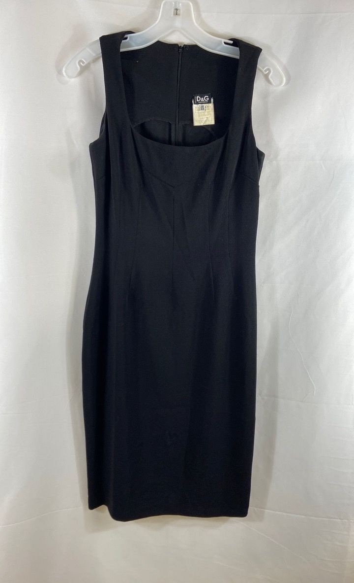 Vintage 90s D&G Dolce & Gabbana Women’s Black Cutout Sheath Dress IT 44
