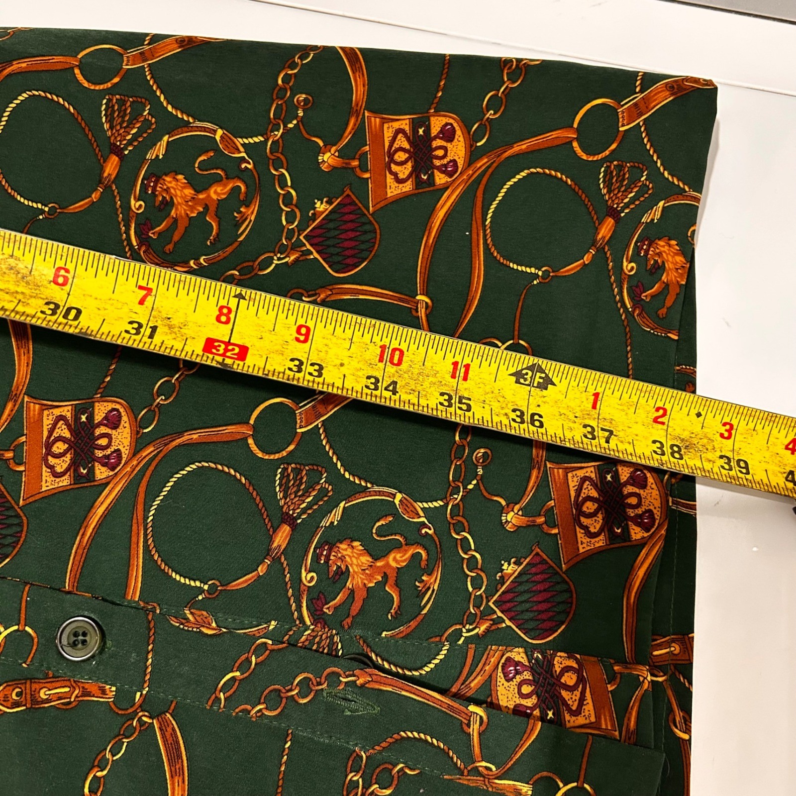 Vintage Darian Green Equestrian Print Shirt Dress Women’s 12 Old Money Heritage