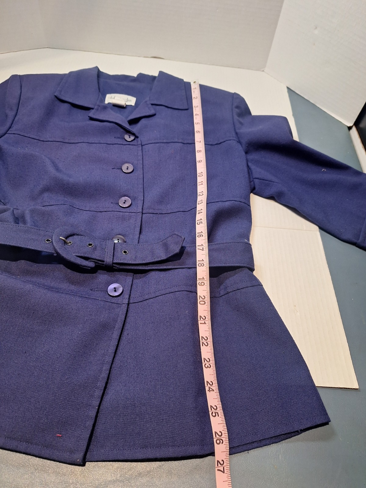 Vintage Henry Lee 2 Piece Skirt Suit, Woman’s 12, Polyester Blend, Navy Blue