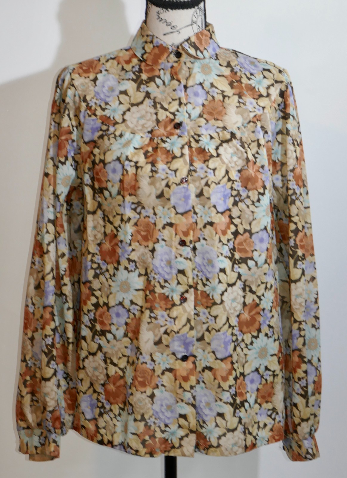Eccobay Floral Button Up Sheer Blouse Shirt Size 11-12