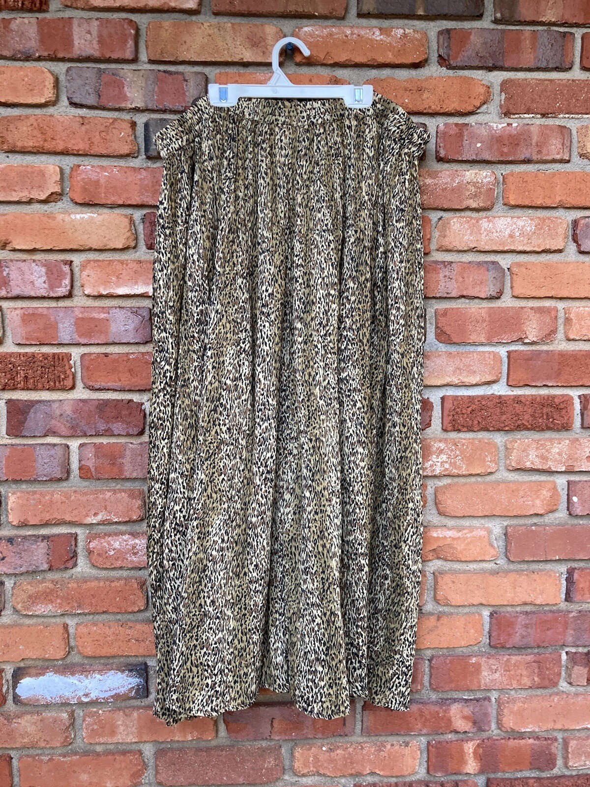 Vintage Zashi INDIA Boho MAXI SKIRT CRINKLED COTTON Animal Print Reversible L