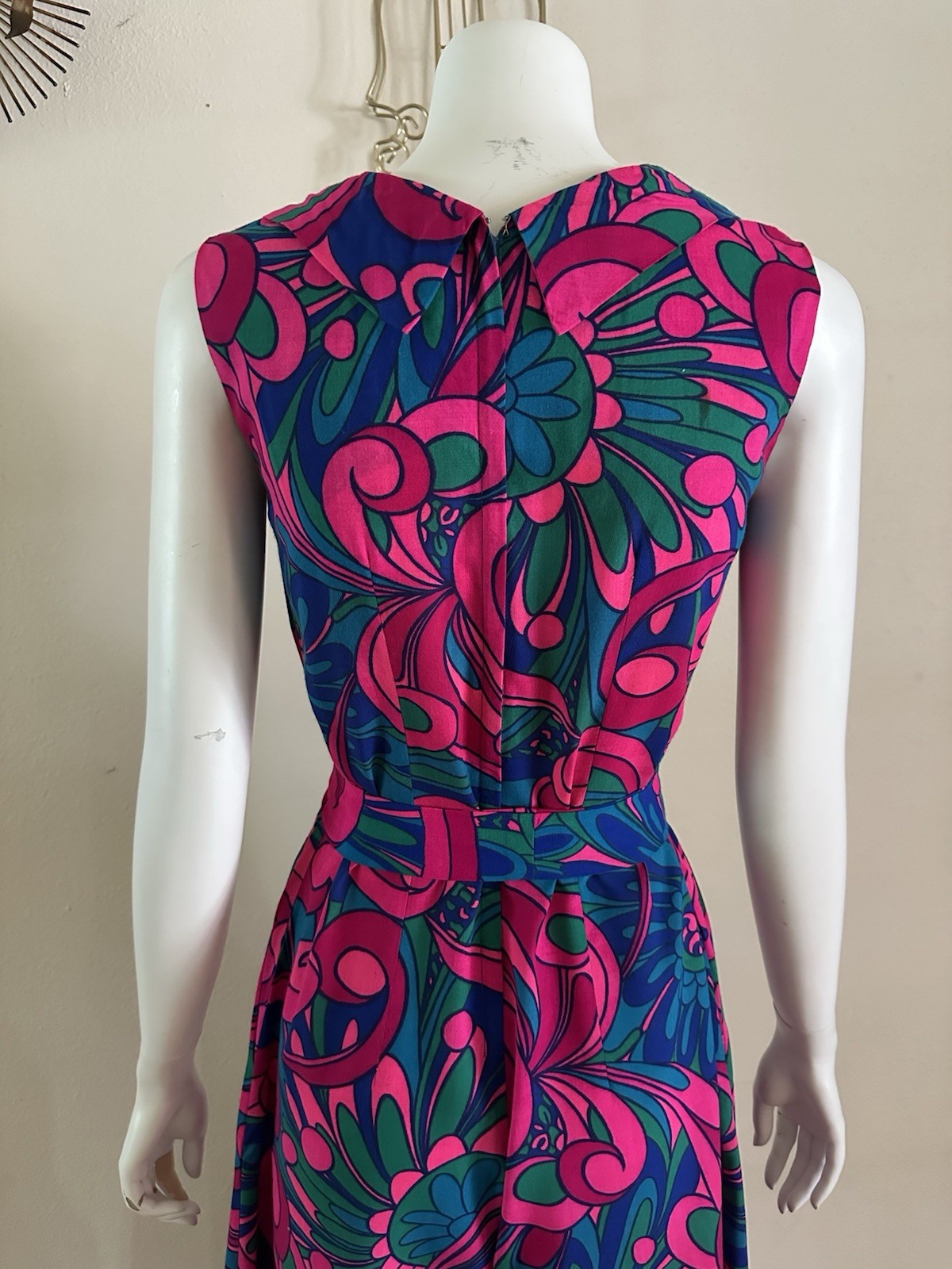 1960s Fumis Waikiki Hawaiian Palazzo Jumpsuit Psychedelic Floral Hostess Mod VTG
