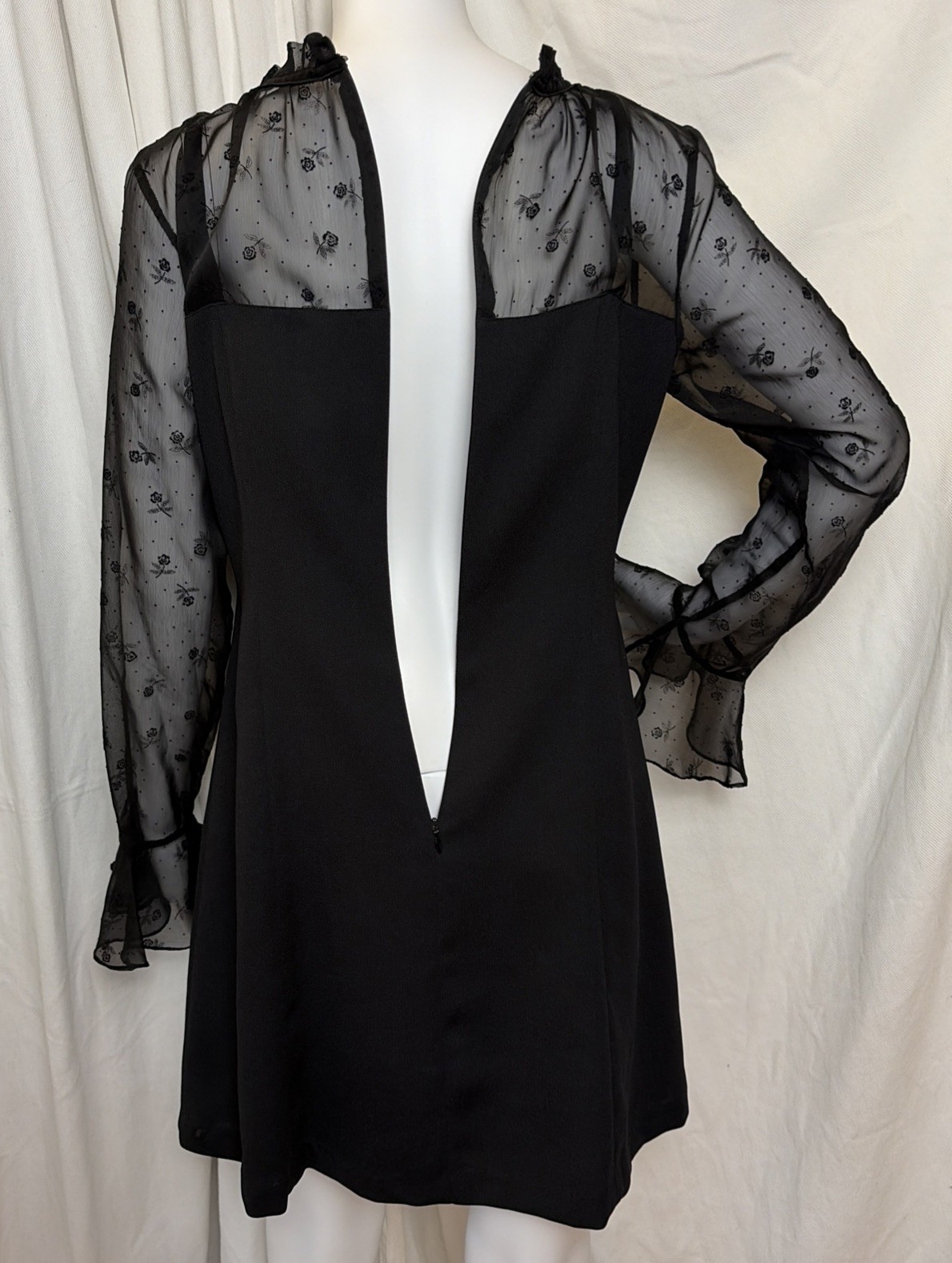VTG 90s Y2K CC Club Korean Goth Mod Black Lace Cocktail Party Mini Dress M/L