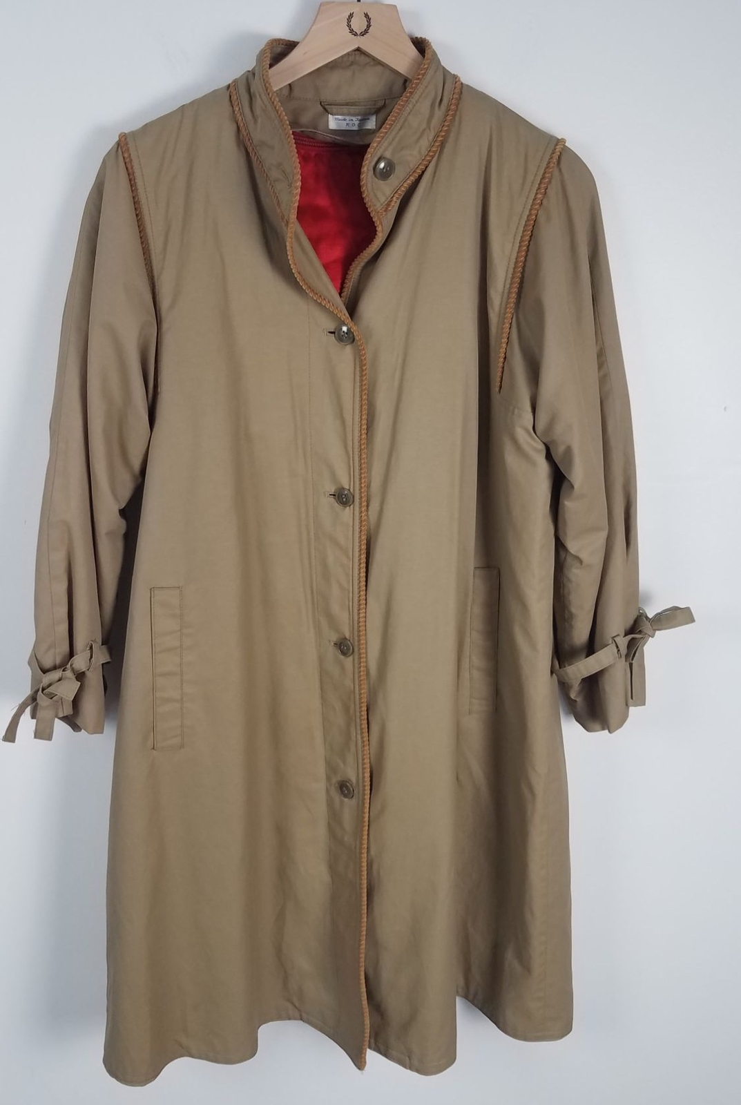 Vintage Count Romi Women’s Sz. 10 Khaki Button Up Midi Coat W/ Removeable Lining