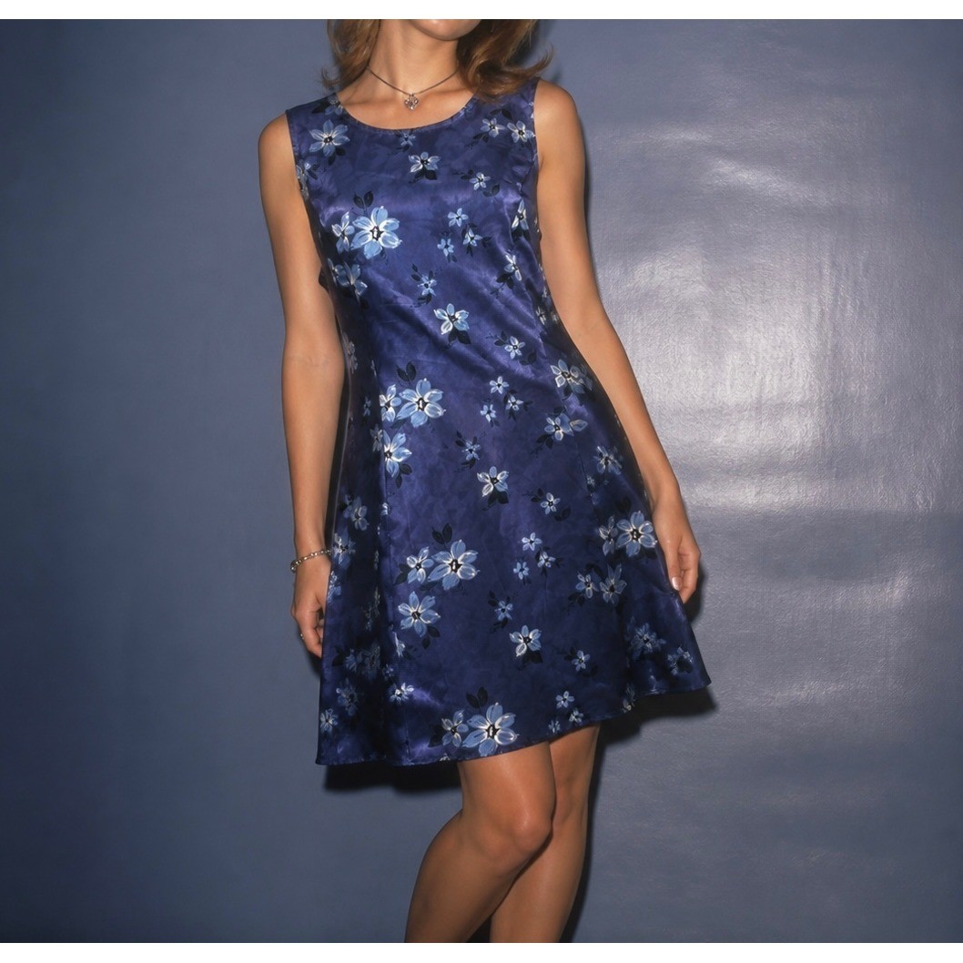 Vintage DBY Purple Floral Satin Mini Dress 90s y2k dainty fairy whimsigoth 13/14