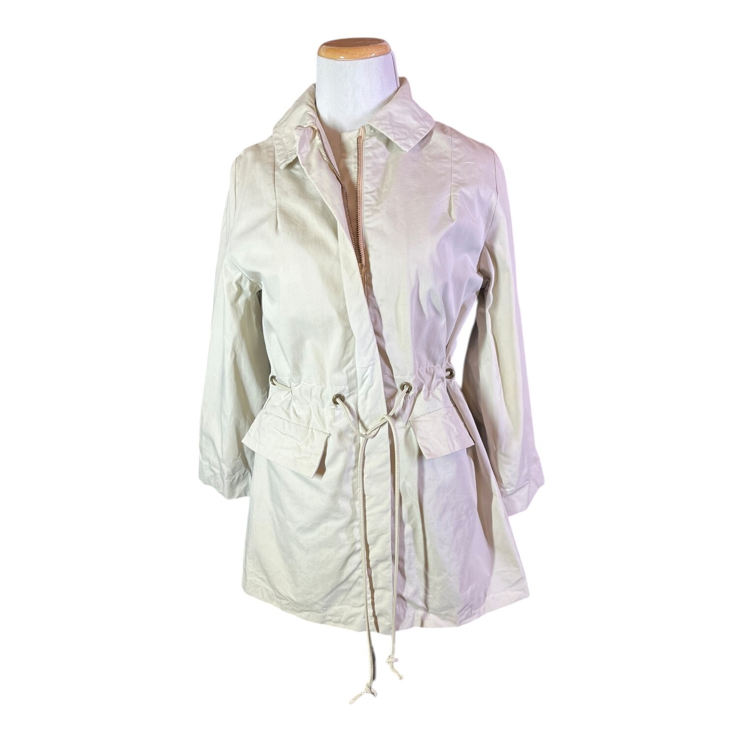 Vintage Debutogs Beige Full Zip Jacket Drawstring Waist