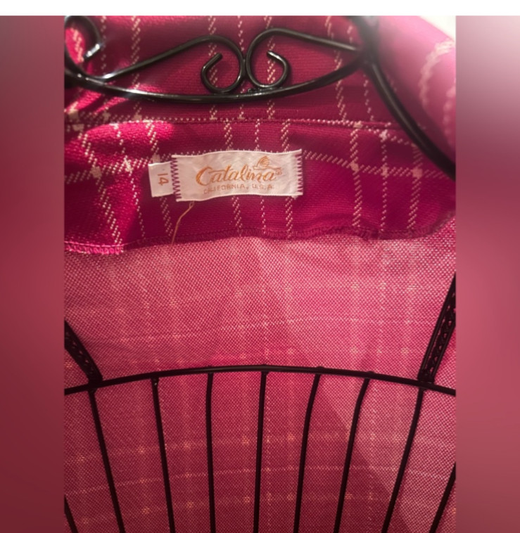 Vintage plaid women’s blazer red white 1970s Catalina Sportwear California usa