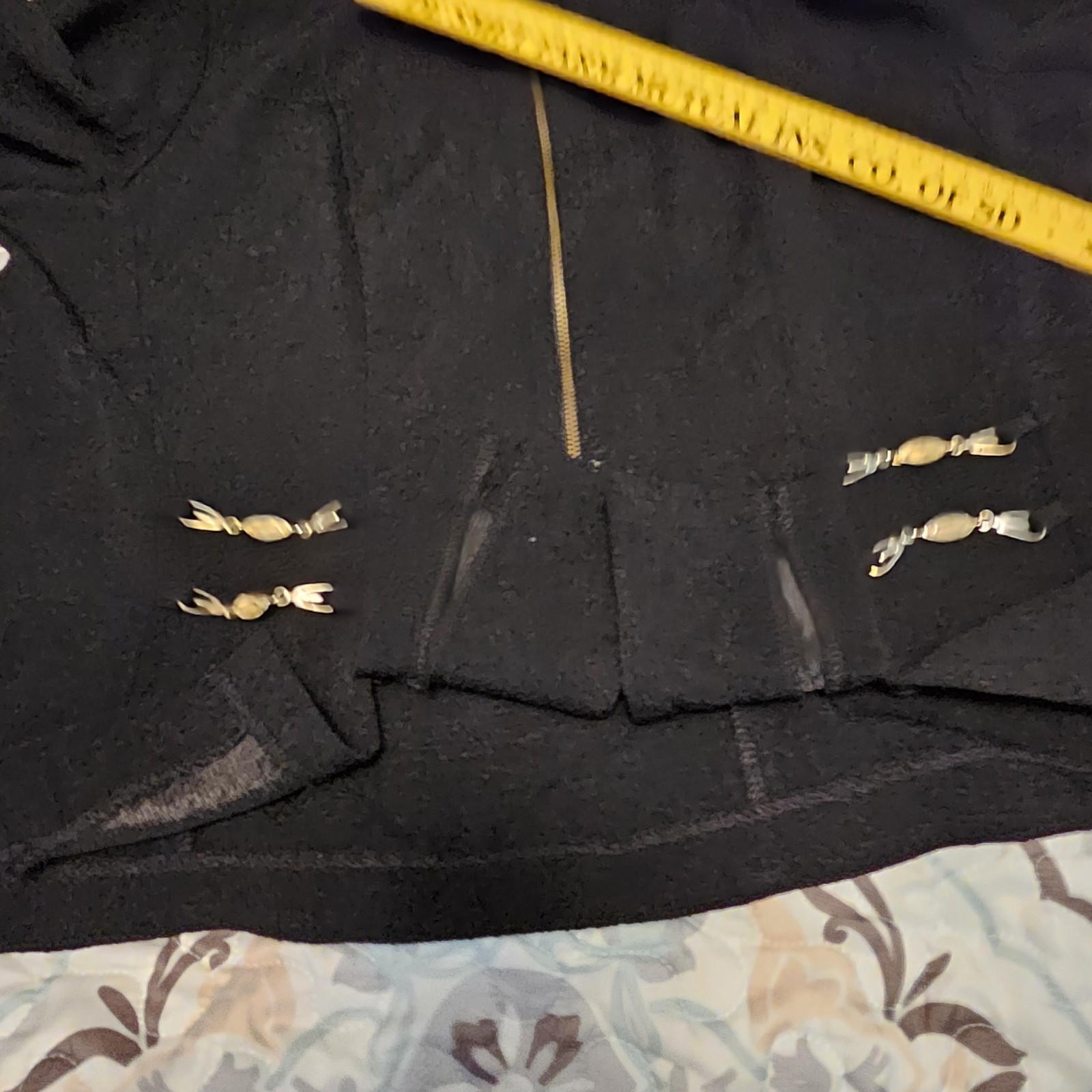 Vtge Betsy’s Things Short Sleeve Jacket Black Zipper Gold Accents USA