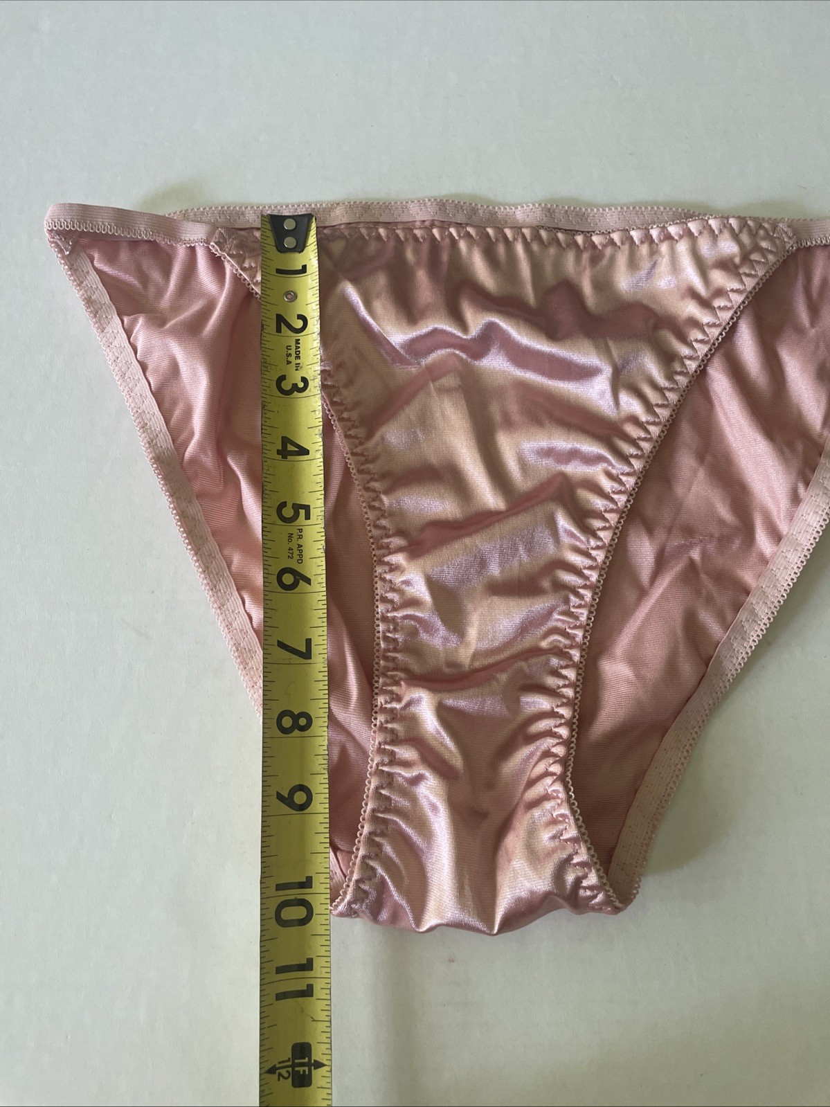 Vintage Satin Second Skin Hi-Cut Bikini Panties XL Glossy Smooth Blush Pink Nude