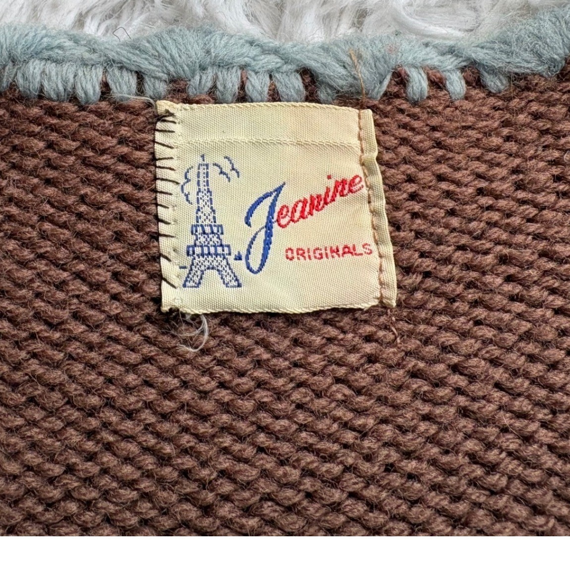Vintage 60s 3 Piece Knit Skirt Suit Brown Blue Cardigan Shell Mod Jackie O
