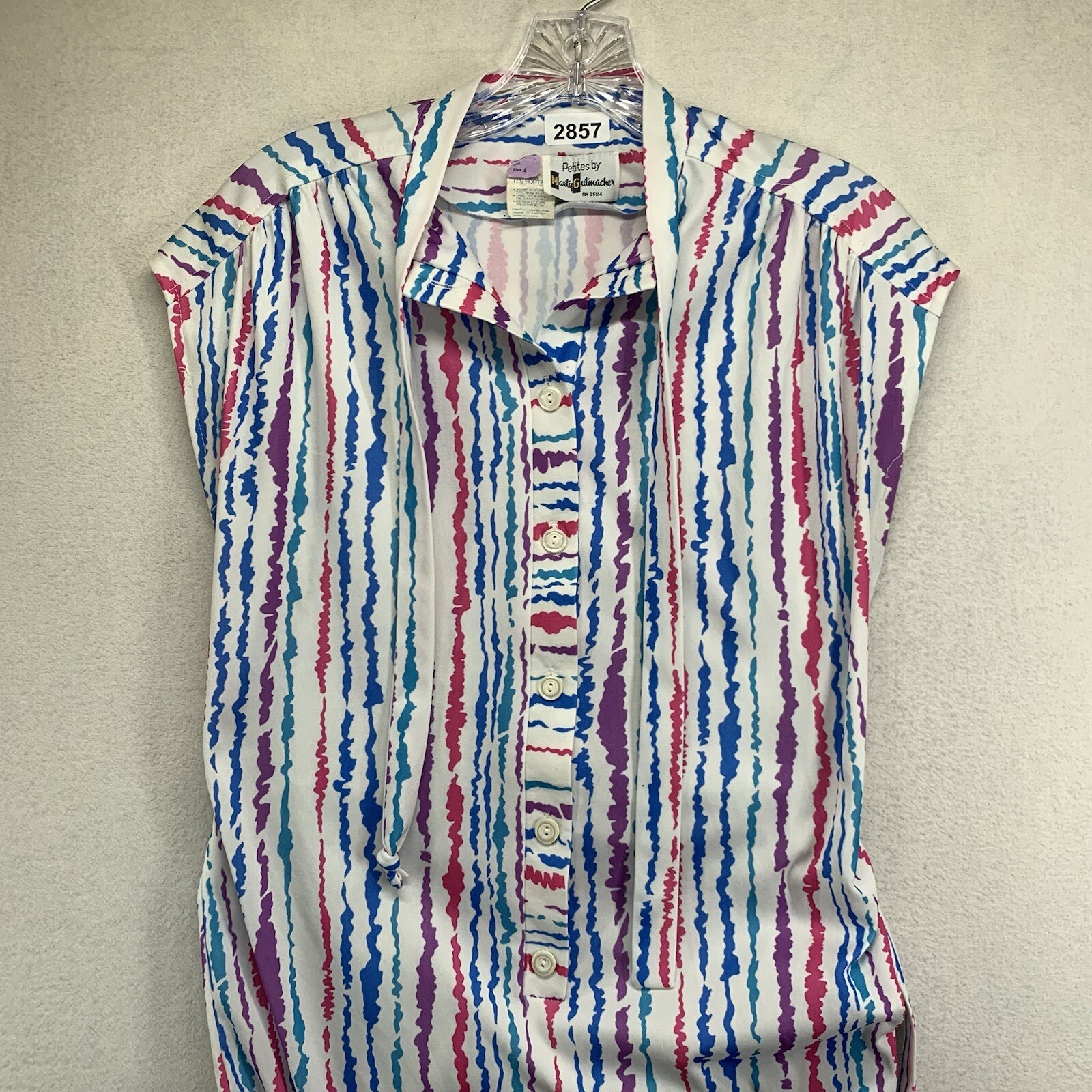 Vintage Petites By Marty Gutmacher USA Polyester Knit Colorful Shift Dress 60s