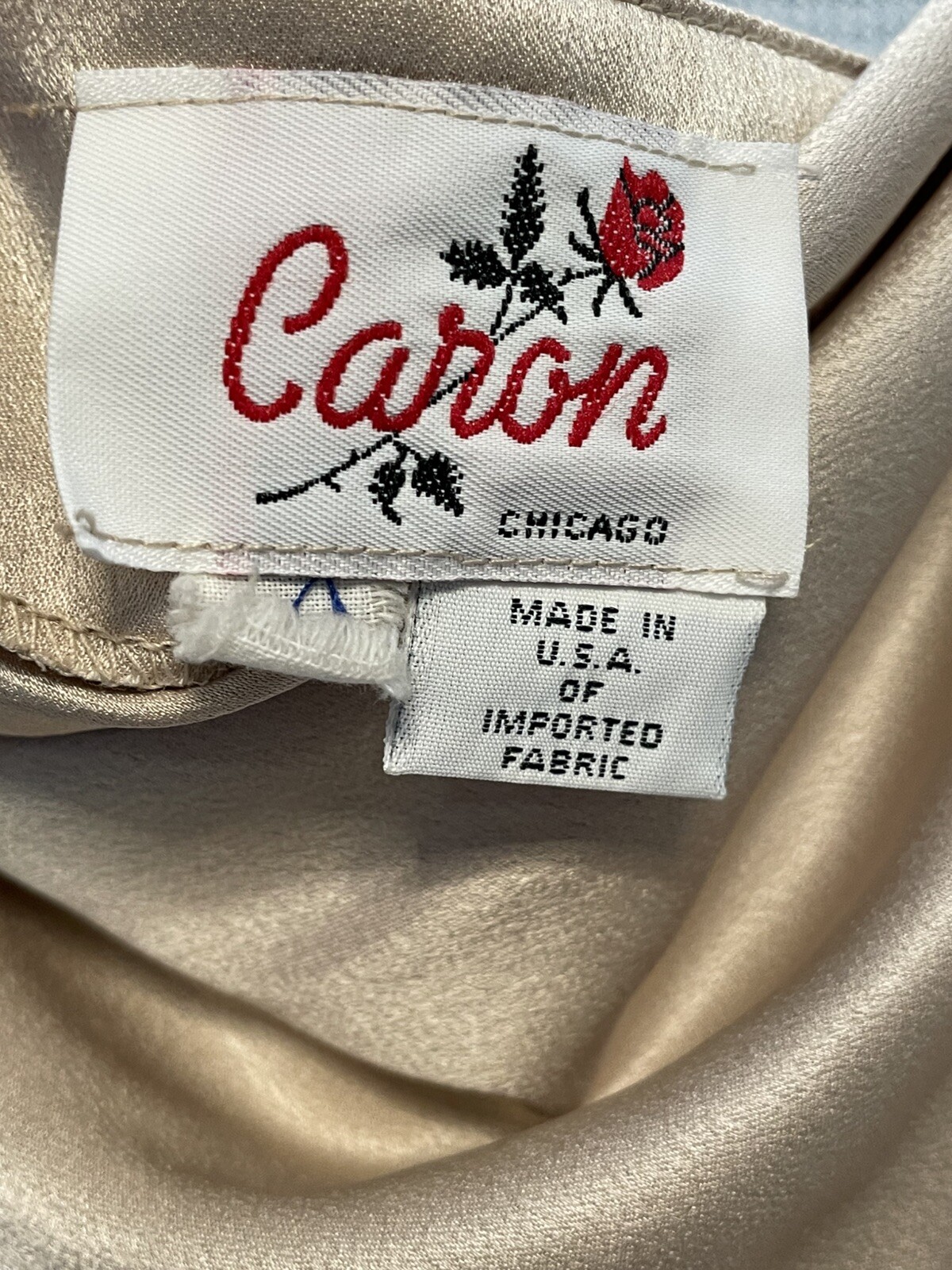 Vtg Caron Chicago Slip Skirt Camisole Blouse Top Sz 10 Champagne Gold USA Made