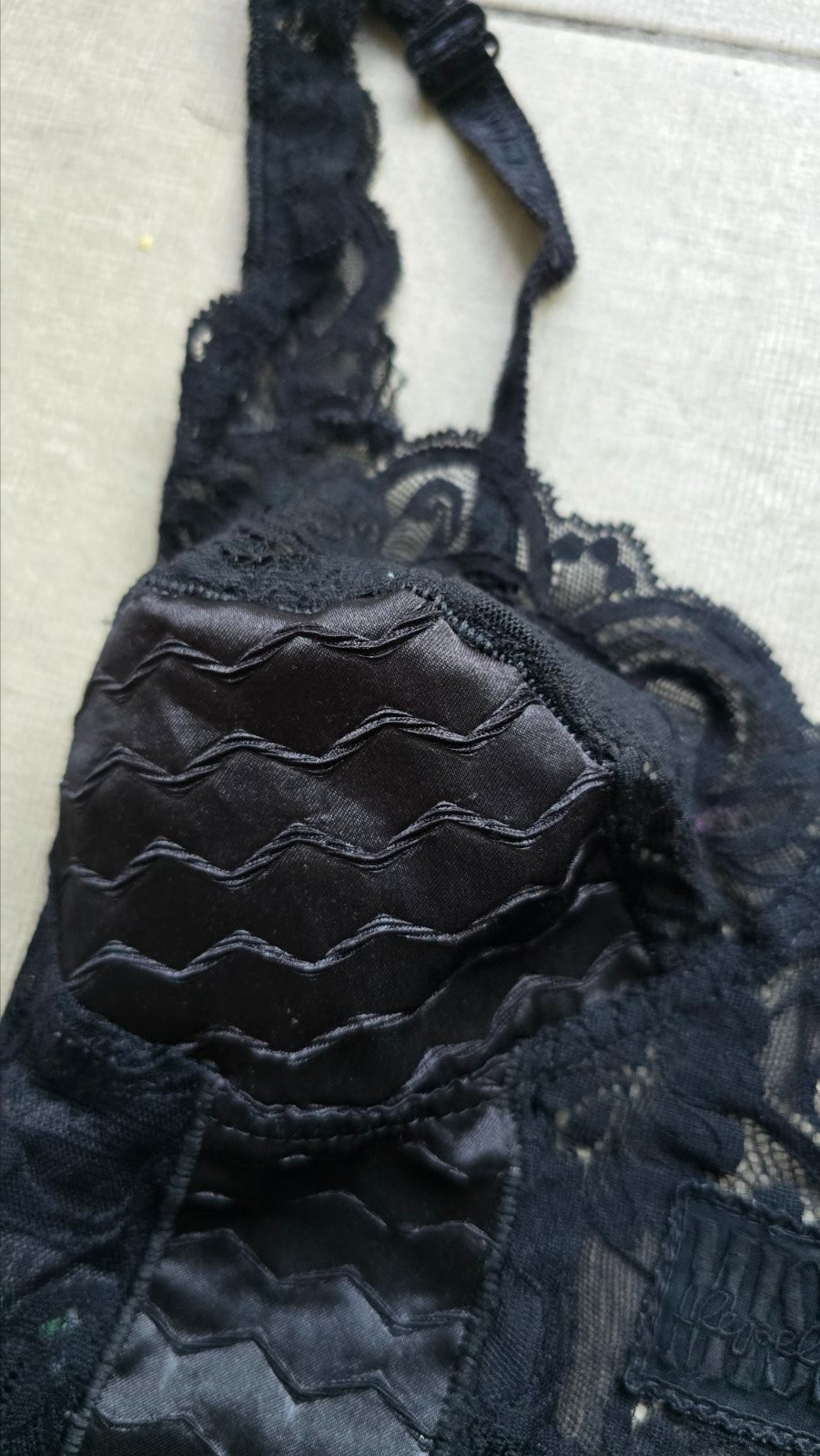 Vintage 80s MISS LEPEL Black Bodysuit Nylon Blend Guipure Inserts. Size 3