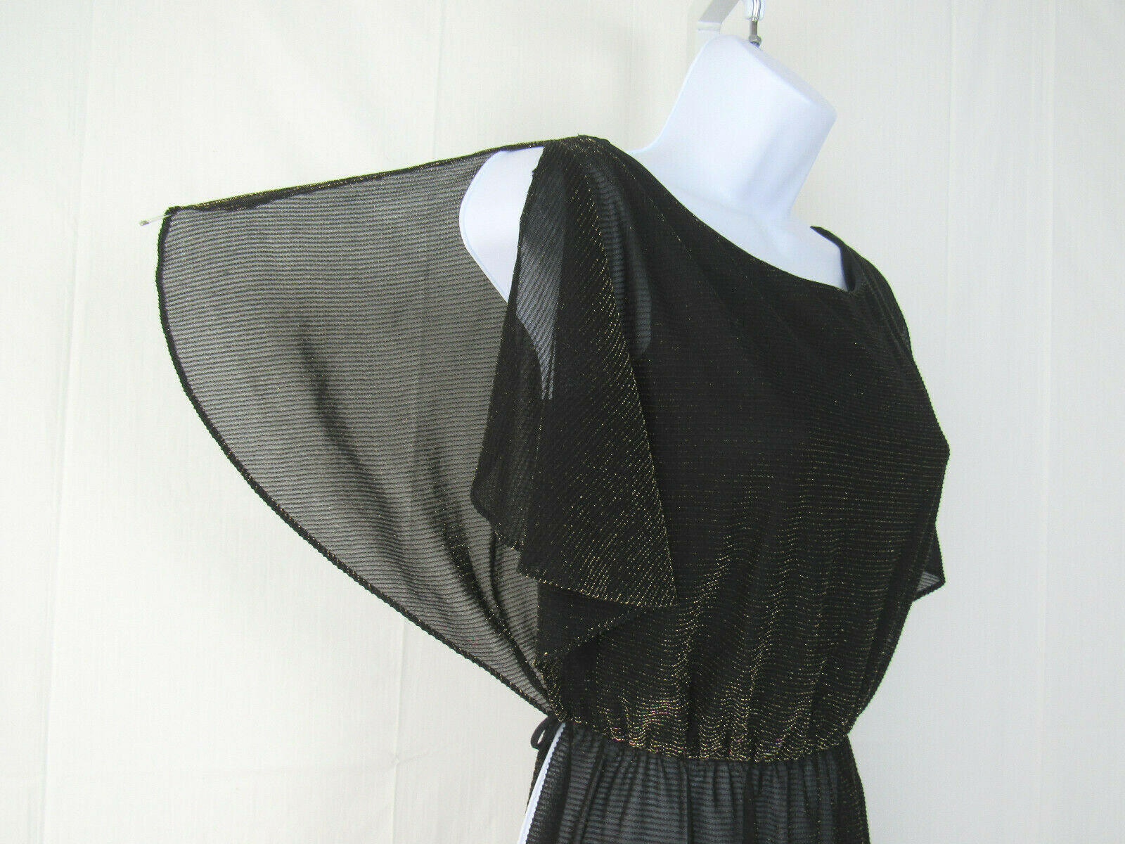 VTG 1960s MARA J JRS OF CALIFORNIA BLACK SPARKLE DRESS / BEACH COVER SPLIT ARMS