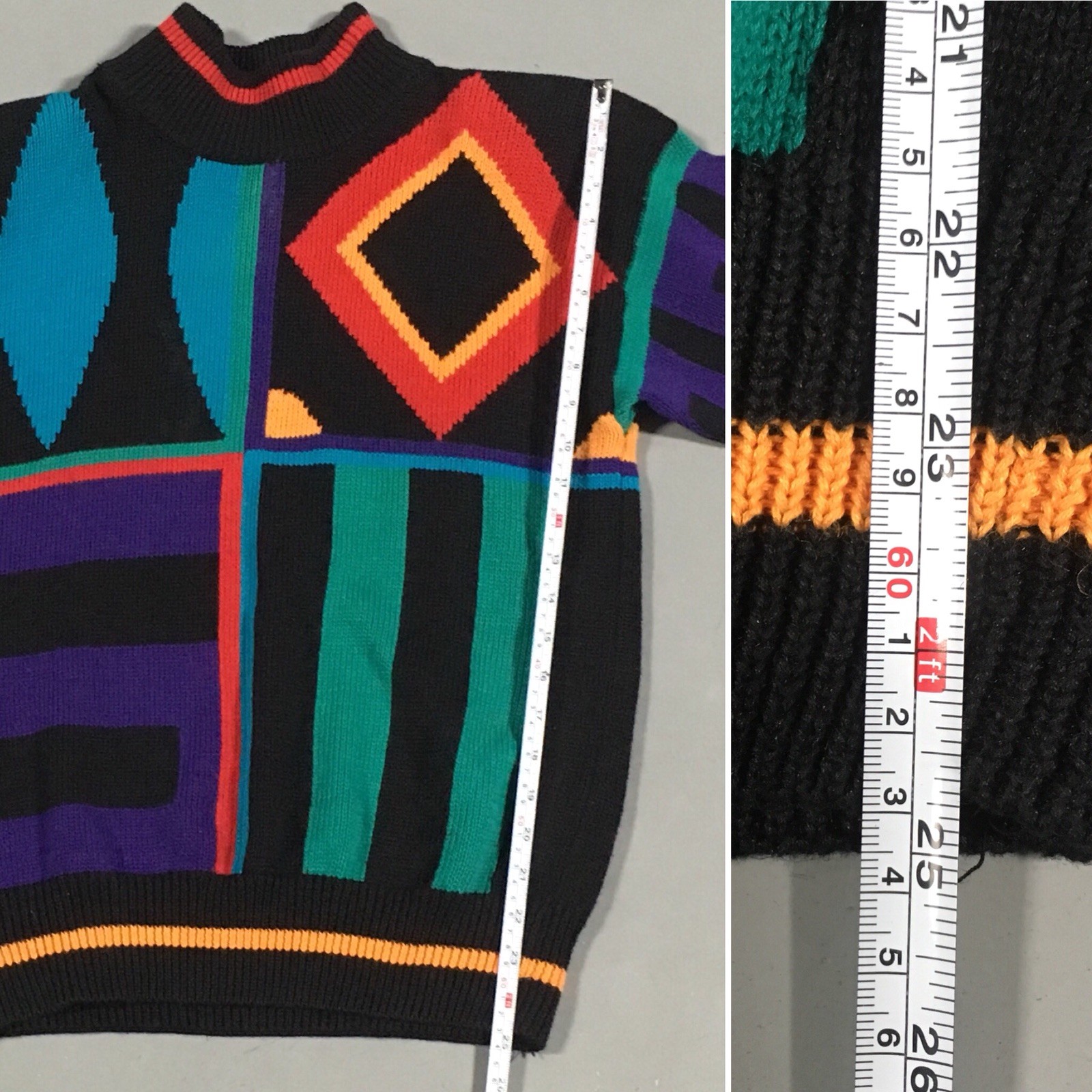 Vintage IB Diffusion Sport Sweater c 1989 Geometic 80s 1980s Size S Small