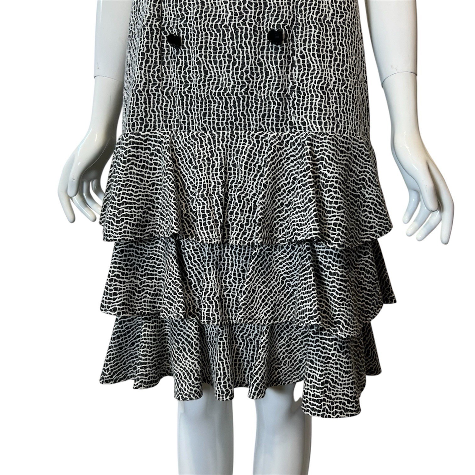 Vintage 80s All That Jazz Drop Waist Ruffle Mini Dress Strong Shoulder New Wave