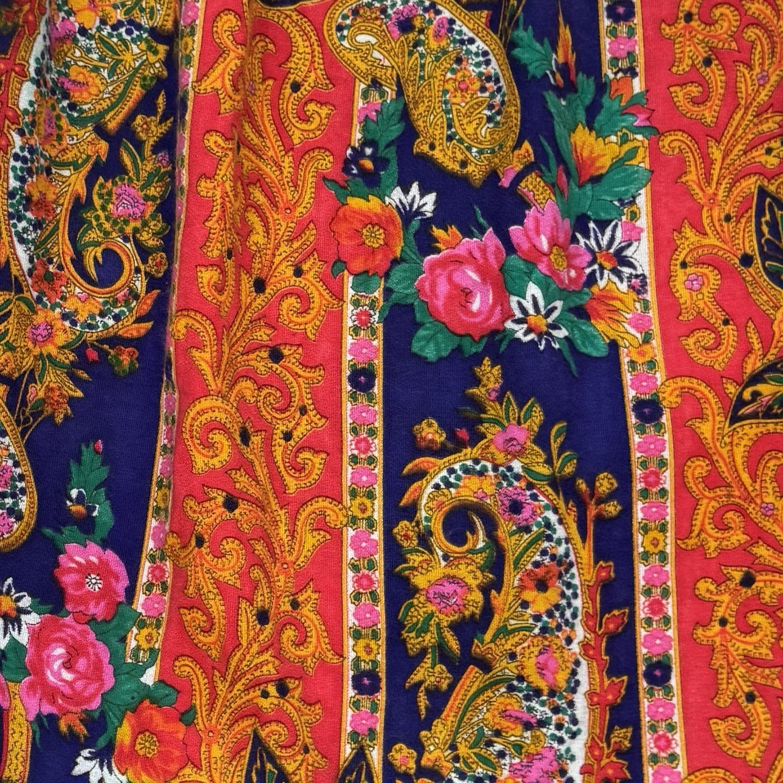 Vintage Cracker Jax Boho Peasant Paisley Print Prairie Festival Maxi Gown Dress
