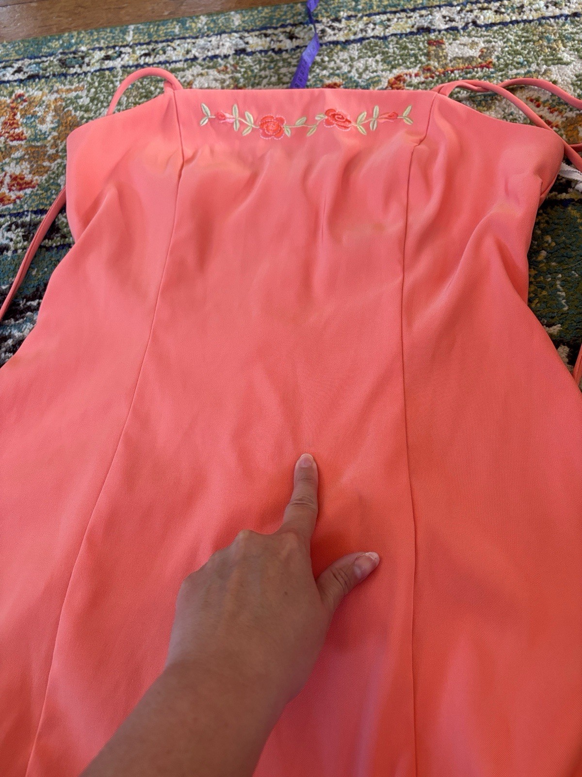 Vintage 90s City Triangles Salmon Pink Fitted Floral Mini Dress Sz 9/10