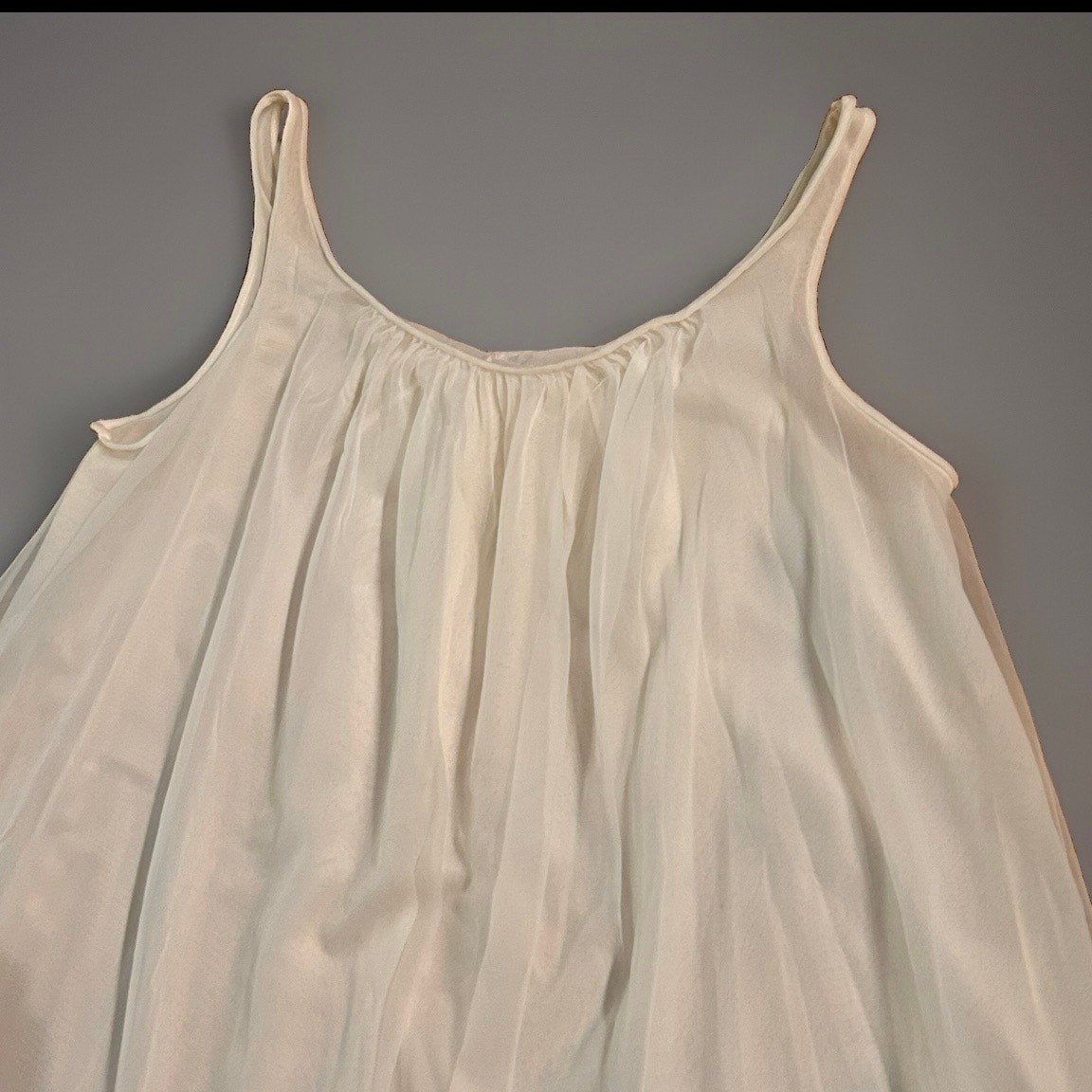Vintage 60s Babydoll Nylon Lace Nightgown Slip Dress Medium ^