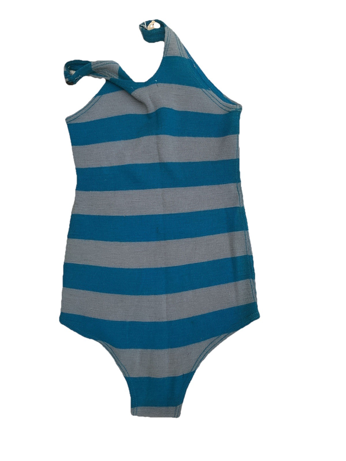 VTG 1920’s Wool Bathing Suit Art Deco Turquoise/grey Stripes Unisex ?