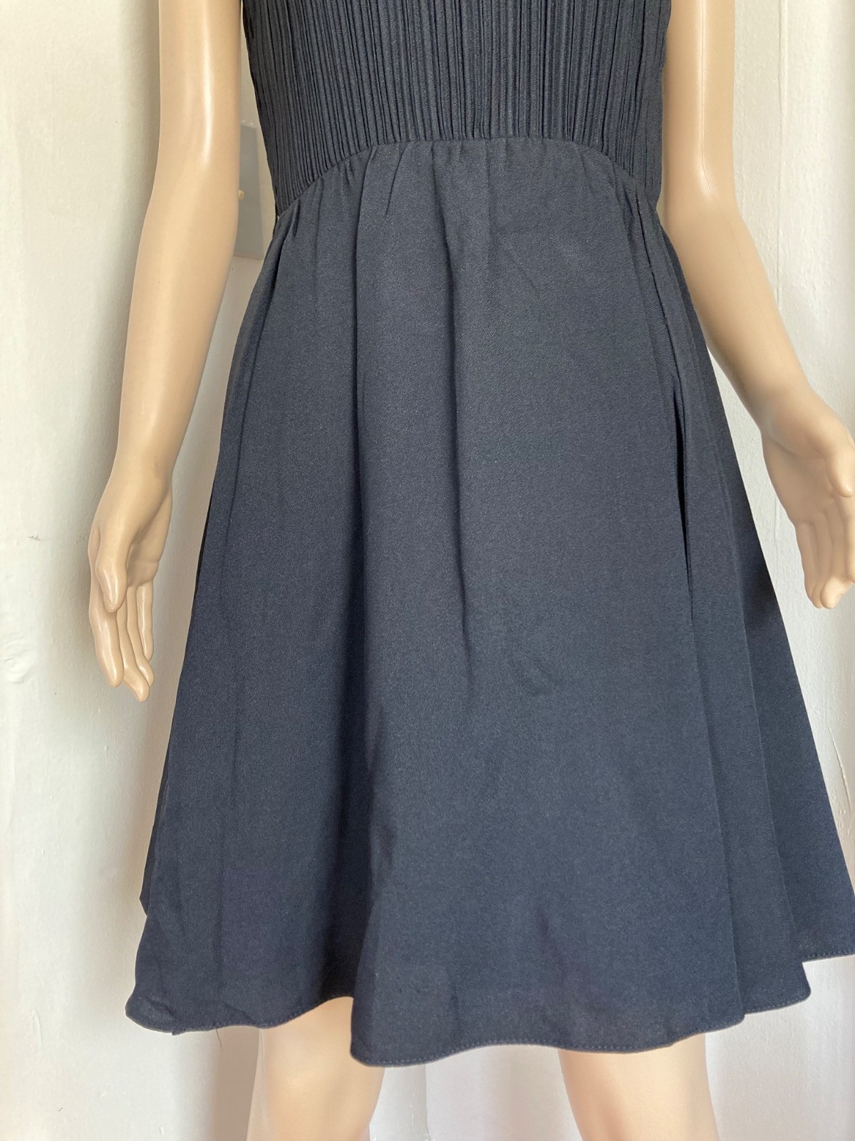 Vintage 60s Mod GoGo Cocktail Party Black Pleated Mini Dress Size Small/XS