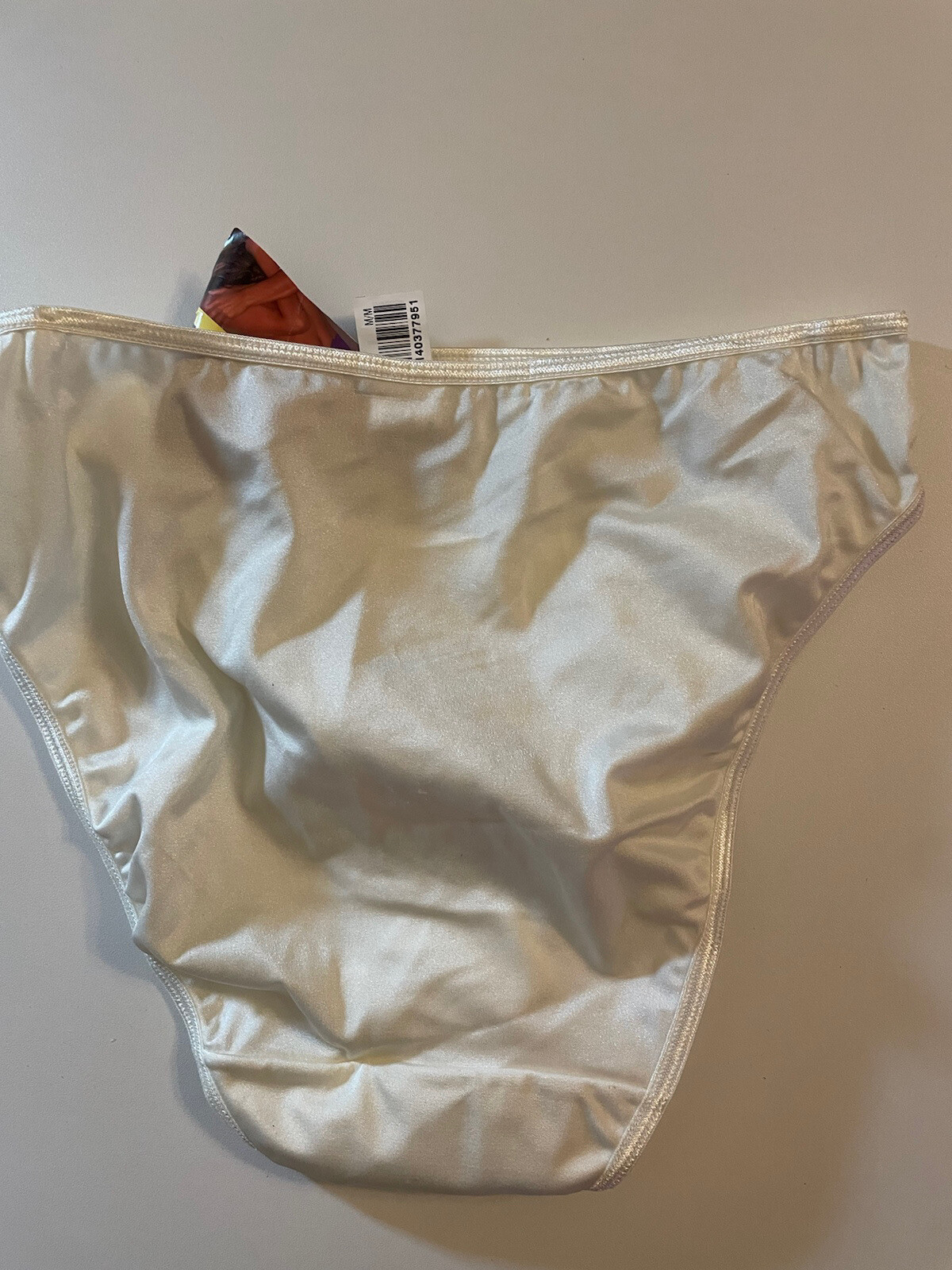 Vntg Illusion White Silver Sheer Double Nylon String Bikini Panties L Sparkly Ne