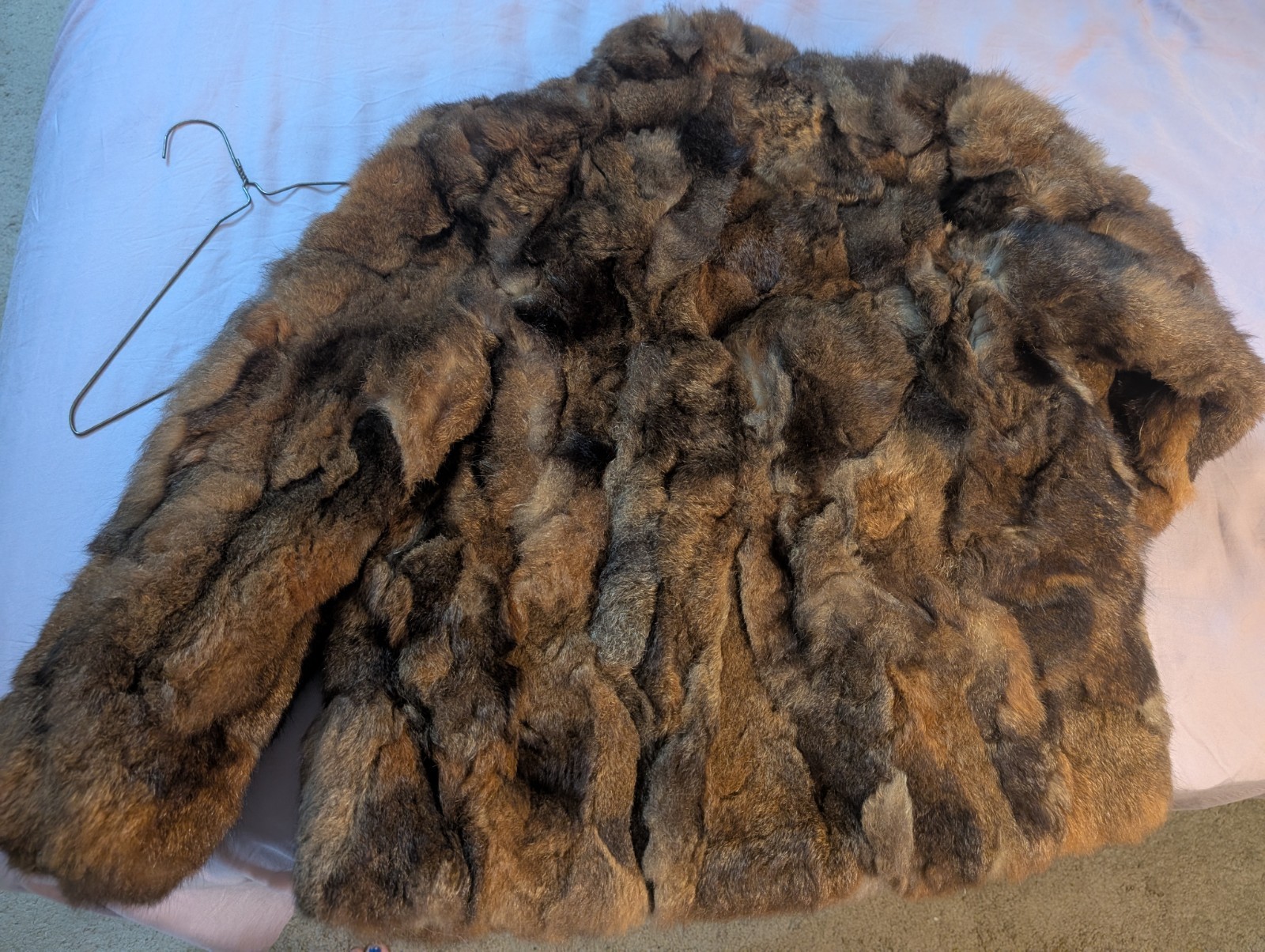 Extra Small Brown Genuine Fur Coat Jacket with Satin Lining, Tie Closure