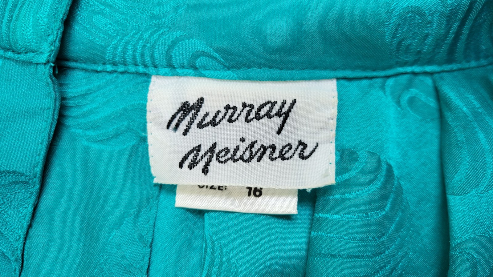 Vintage 1980’s MURRAY MEISNER 100% Silk Turquoise Shift Dress – Size L/XL