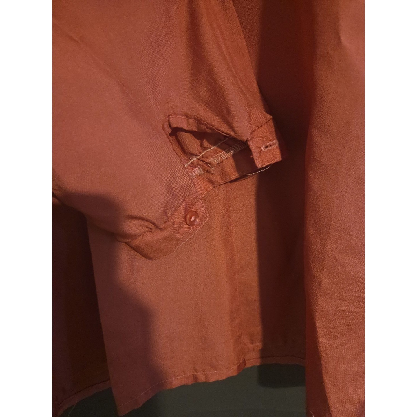 Herb Roberts California Vintage Bib Front Blouse Rust High Neck Long Sleeve Top