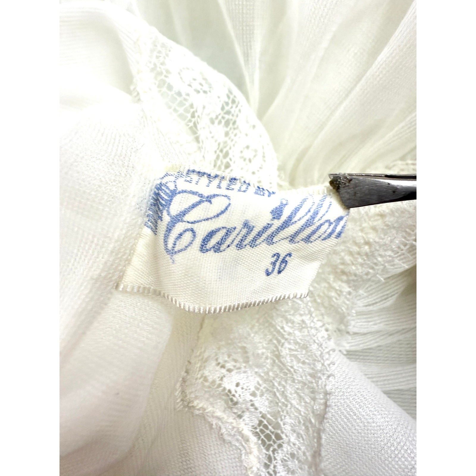 VTG 50s MCM Carillon Sheer Nylon Chiffon Nightgown_Robe White Bridal 36 Small