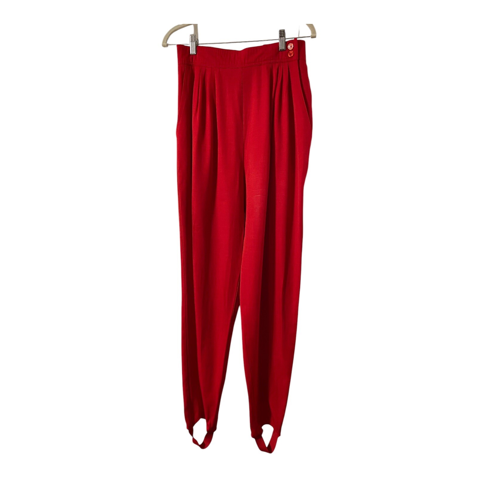 Vintage Counterparts Women’s Red Pleated Stirrup Pants Trousers Elastic Waist