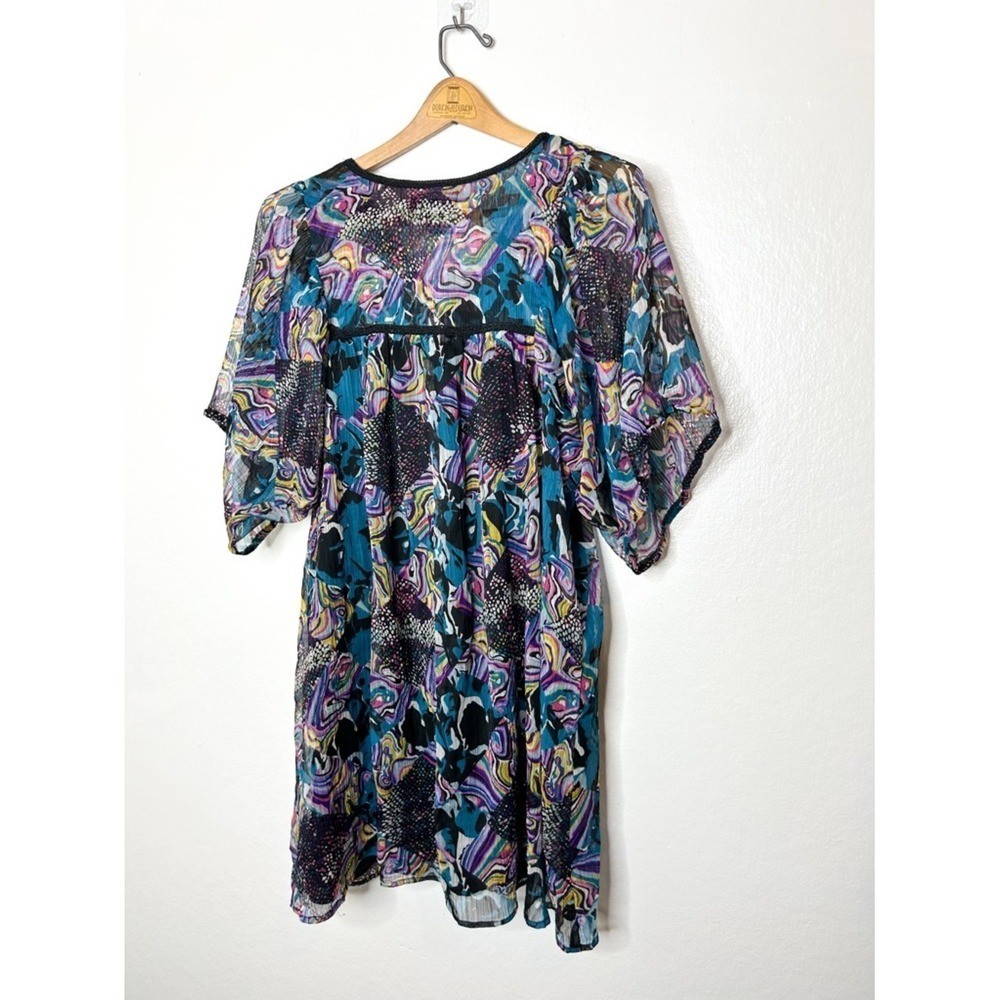 Vans Early 2000s Scene Myspace Indie Sleaze Abstract Print Flowy Mini Dress L
