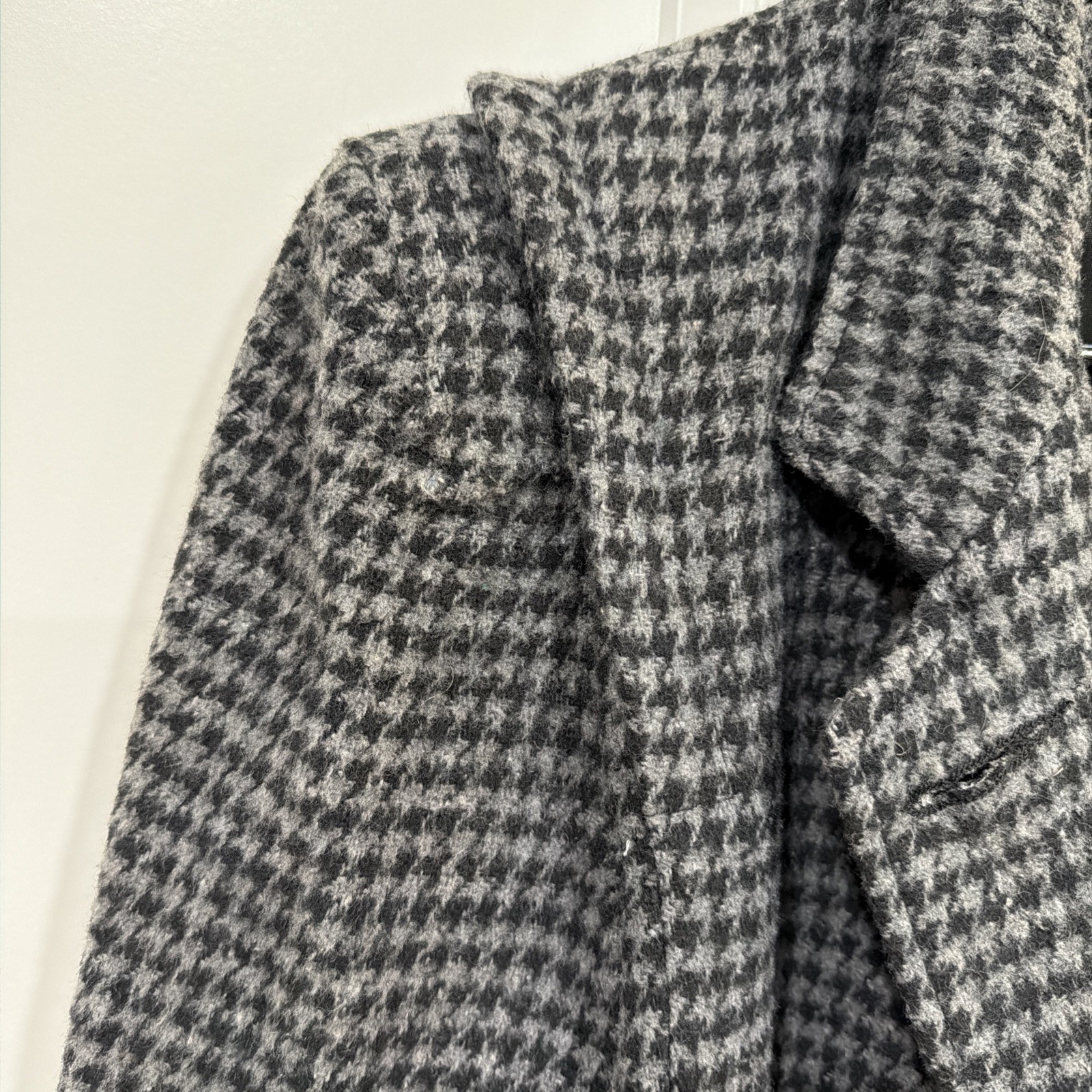 VTG Learsi Wool Houndstooth Blazer Jacket Gray Black Oversized 80s 90s Size 9