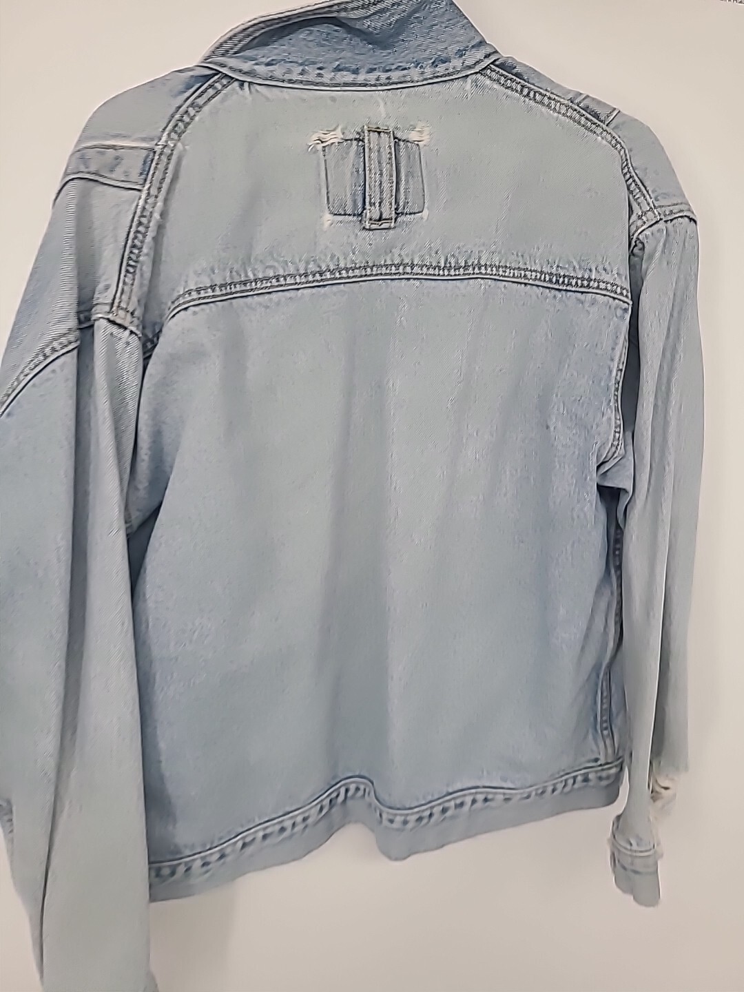 Vintage Code Bleu Light Wash Denim Distressed Jean Jacket XL Retro 80s 90s