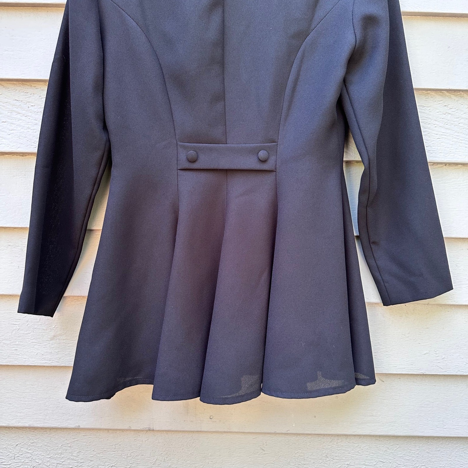 Petite Sophisticate Vintage Black Peplum Blazer Top Button Front Made in USA 0P