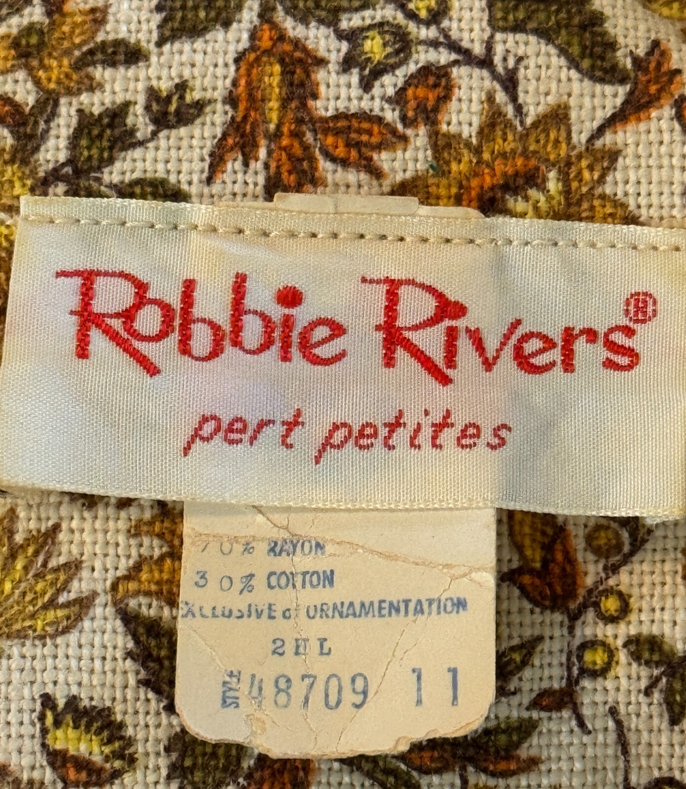 Vintage 70s Robbie Rivers Army Green, Gold, Brown Flower Jacket & Catilina Skirt