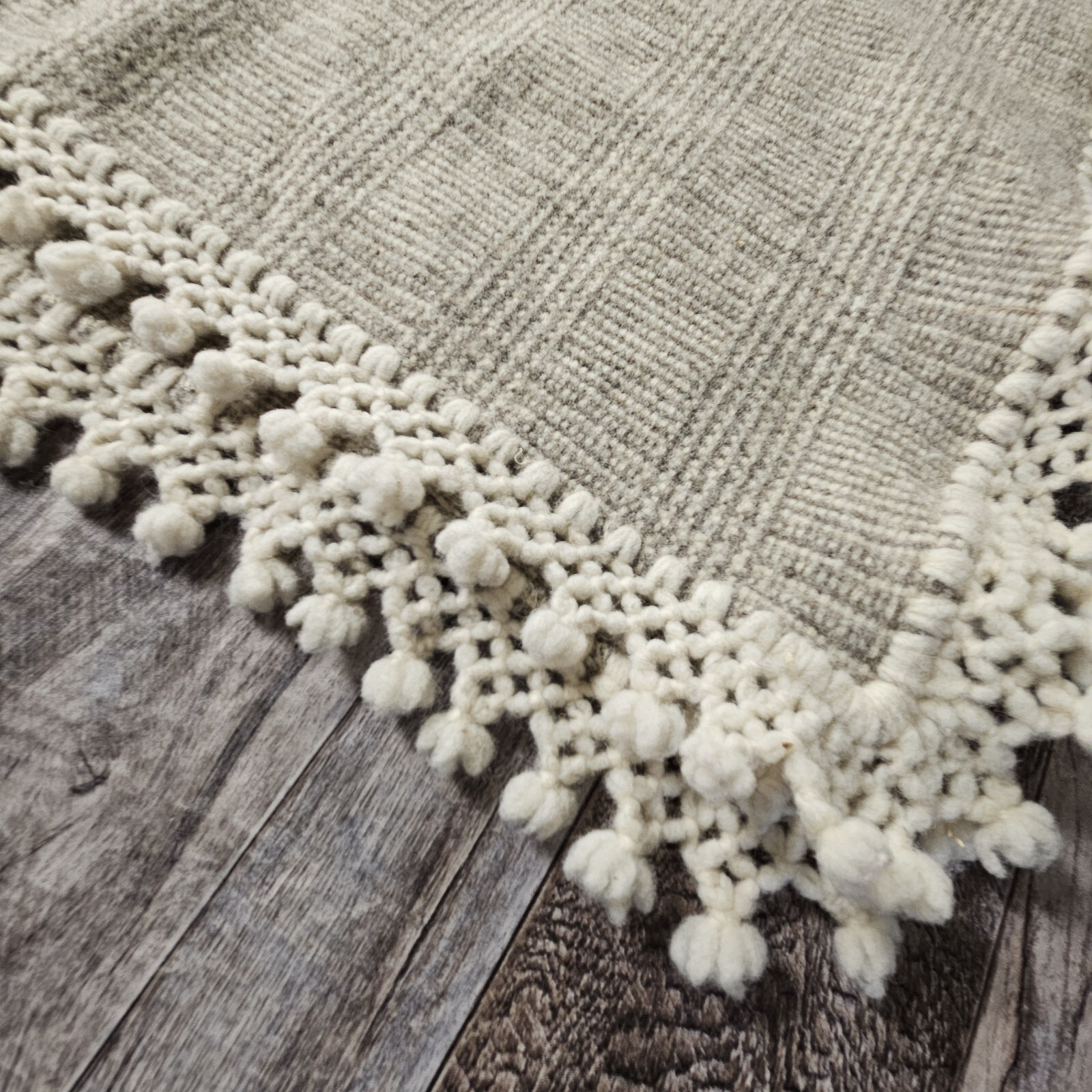 Wool Poncho Cape Fringe Handmade Mexico Vintage Crochet Hippie Boho Lagenlook