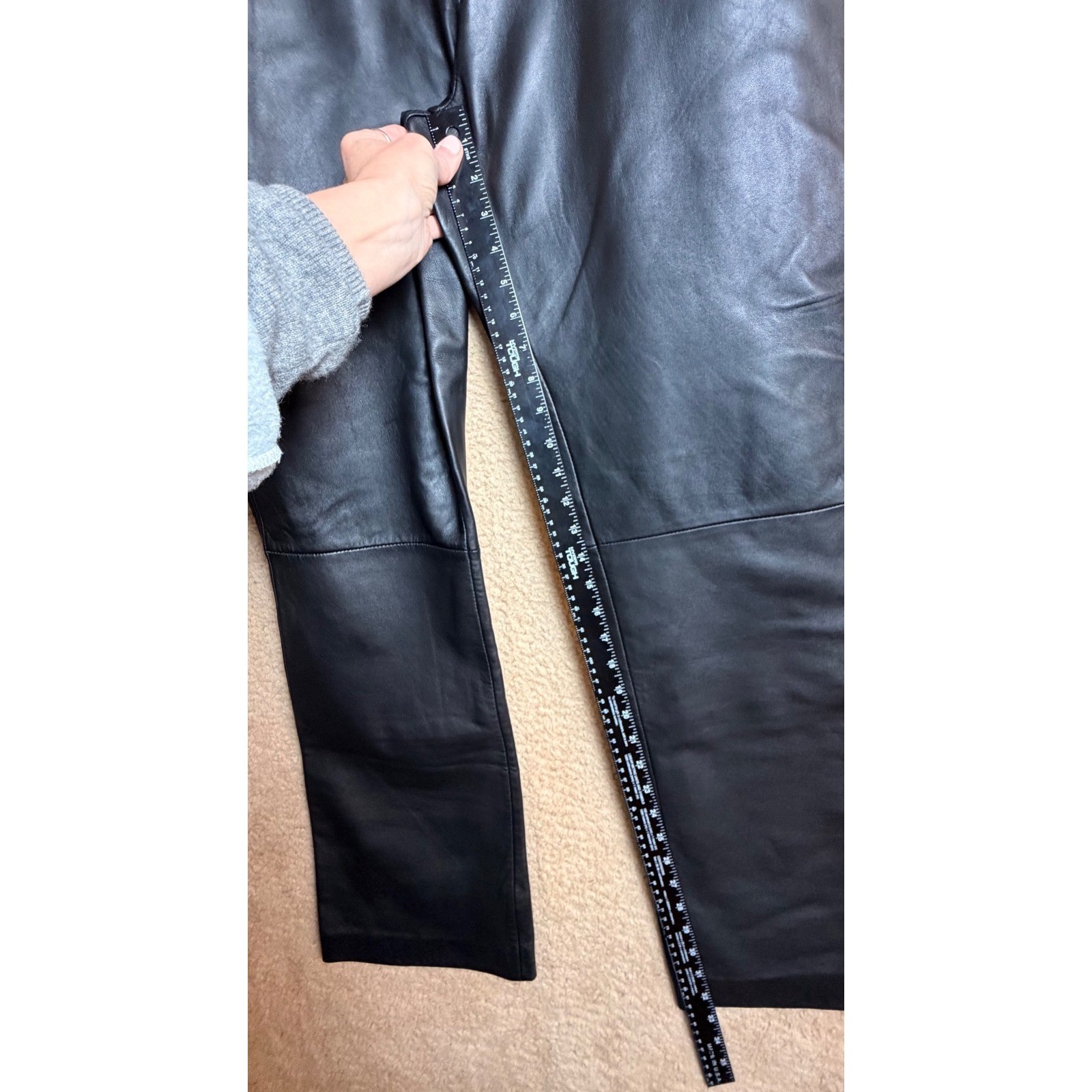 Vintage Neiman Marcus Exclusive Black Leather Bootcut Pants Women’s 12 Y2K