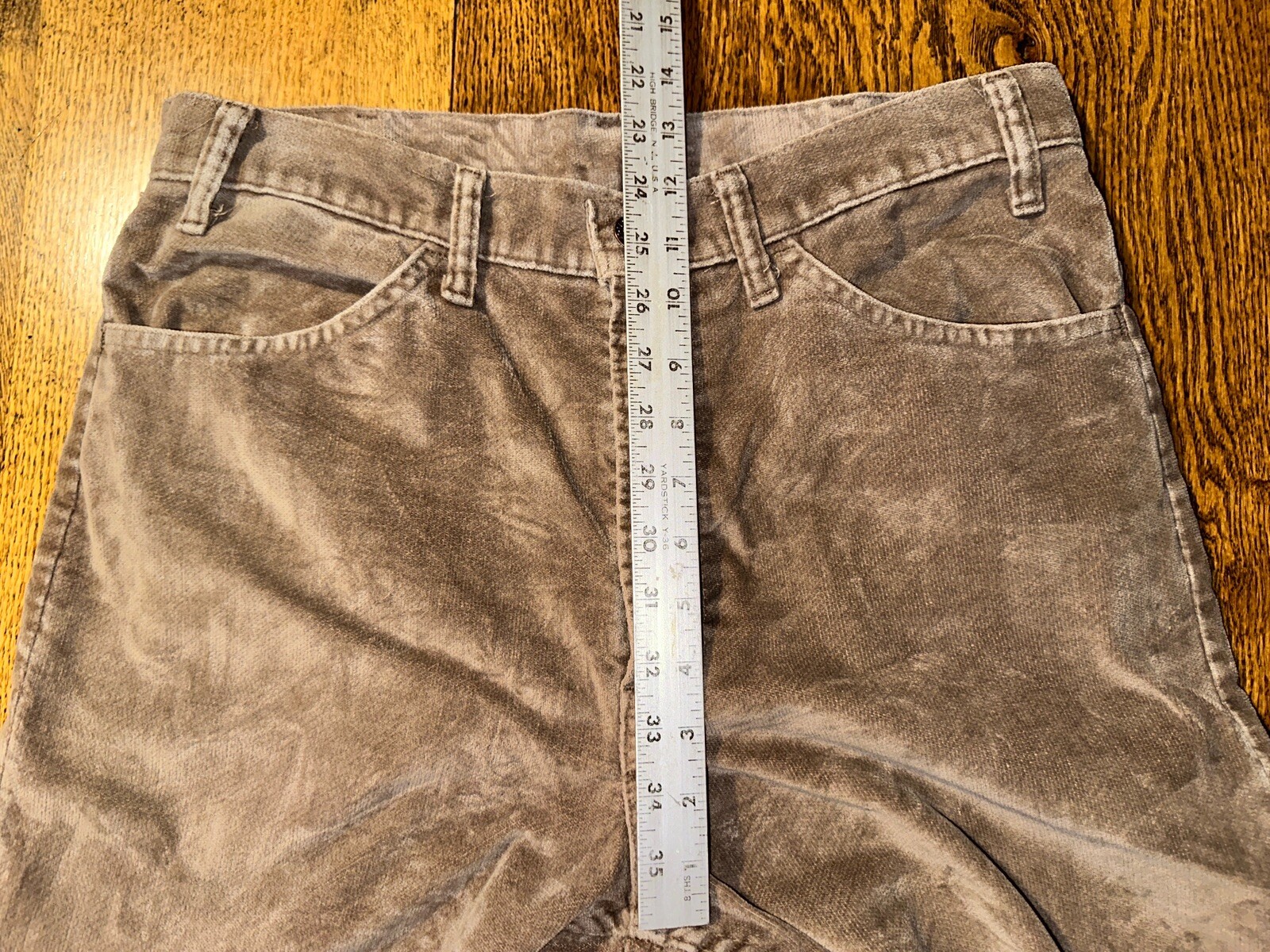 Vtg 70s Levis 519 Corduroy Pants USA Made Talon 42 Zipper Velour Feel 34×32