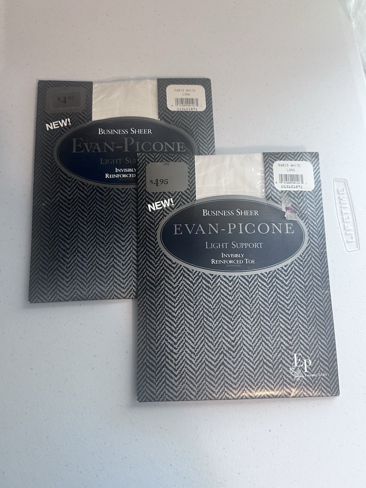 Evan Picone Pantyhose Business Sheer to waist reinforced toe Paris White Long
