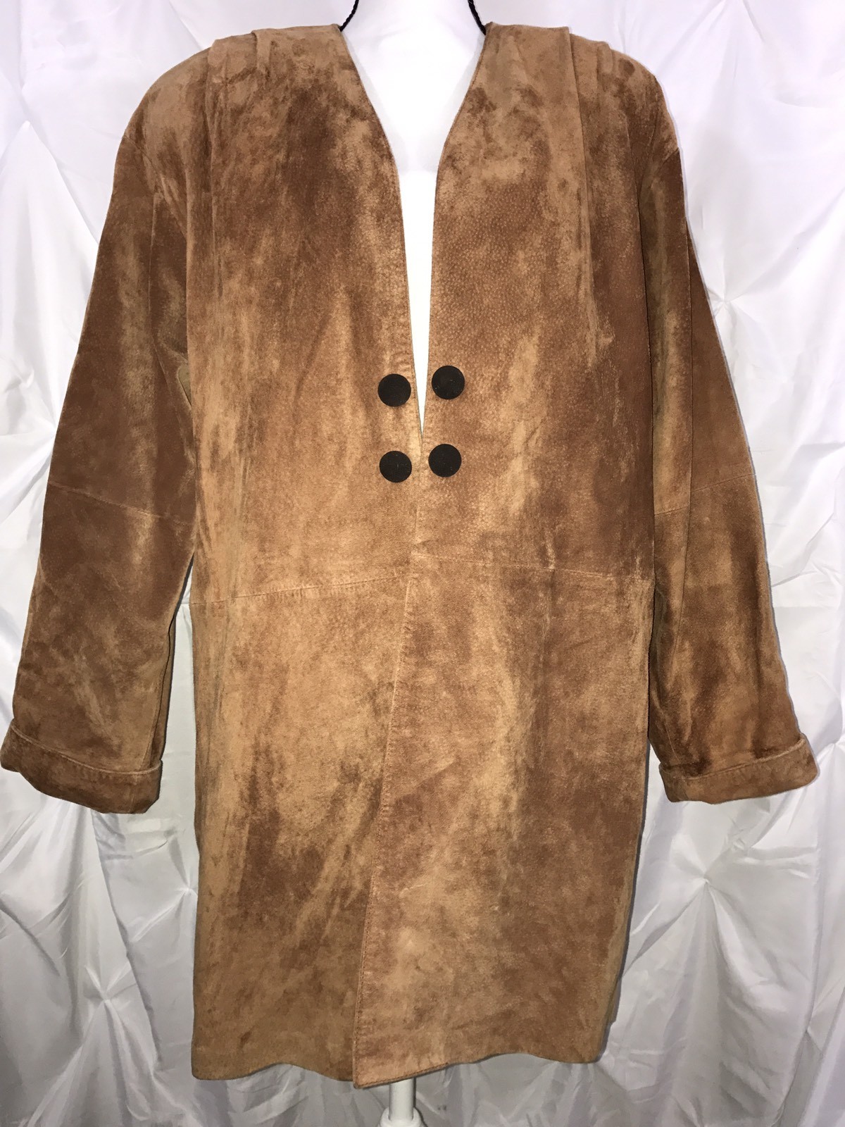 Vintage Women’s Suede Jacket Size M Rust Fully Lined Shoulder Pads Open Front