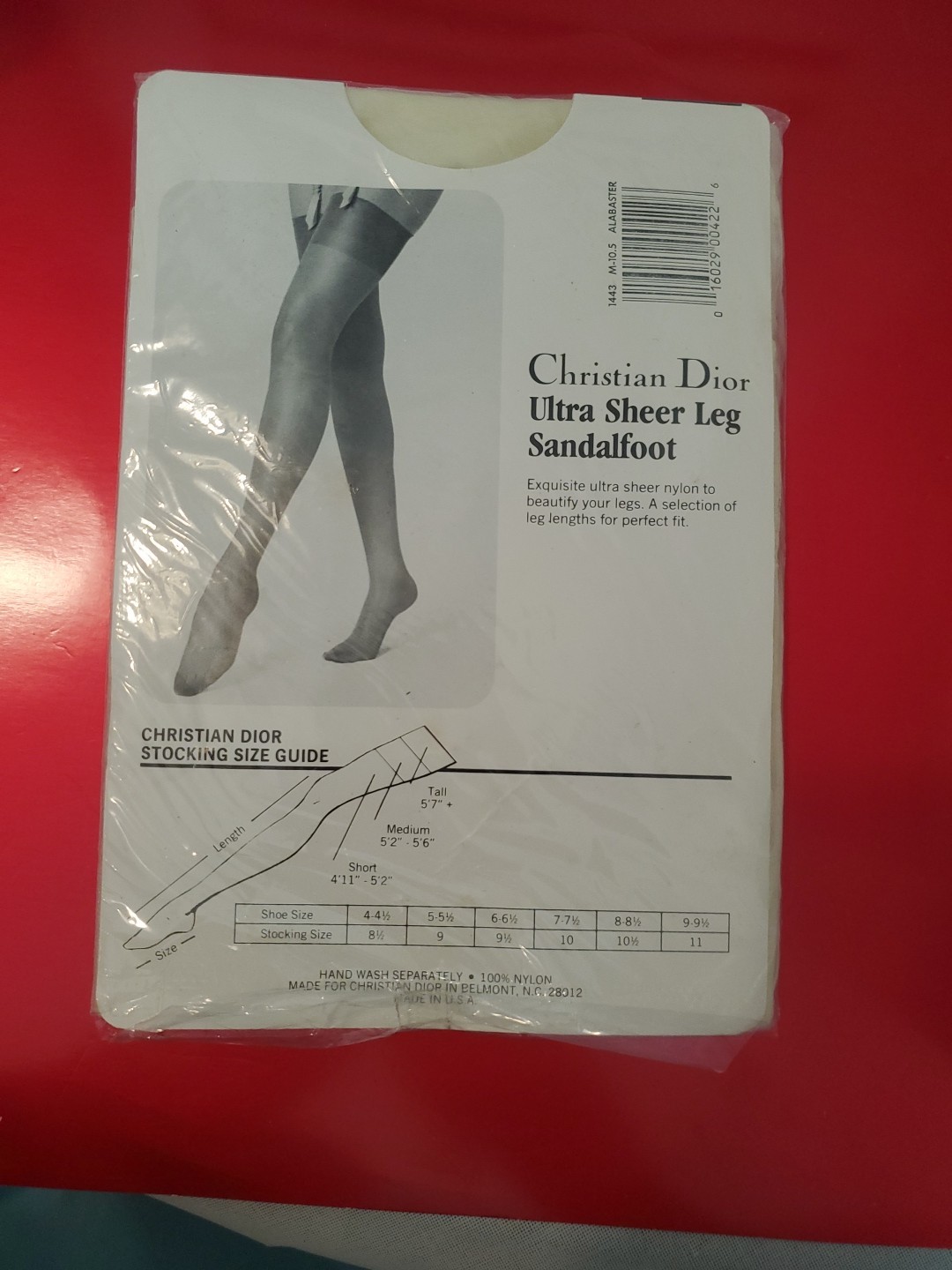 VTG Christian Dior Ultra Sheer Leg Sandalfoot Stockings Alabaster Medium 10.5