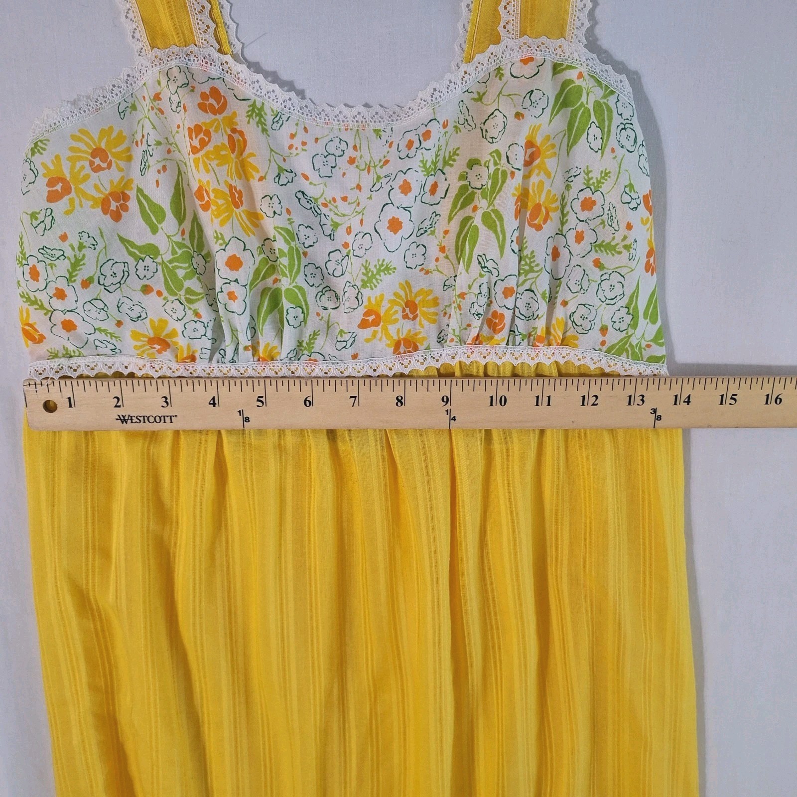 Vtg Sears Yellow Floral Empire Waist Maxi Dress Sz S Hostess Flower Child Boho