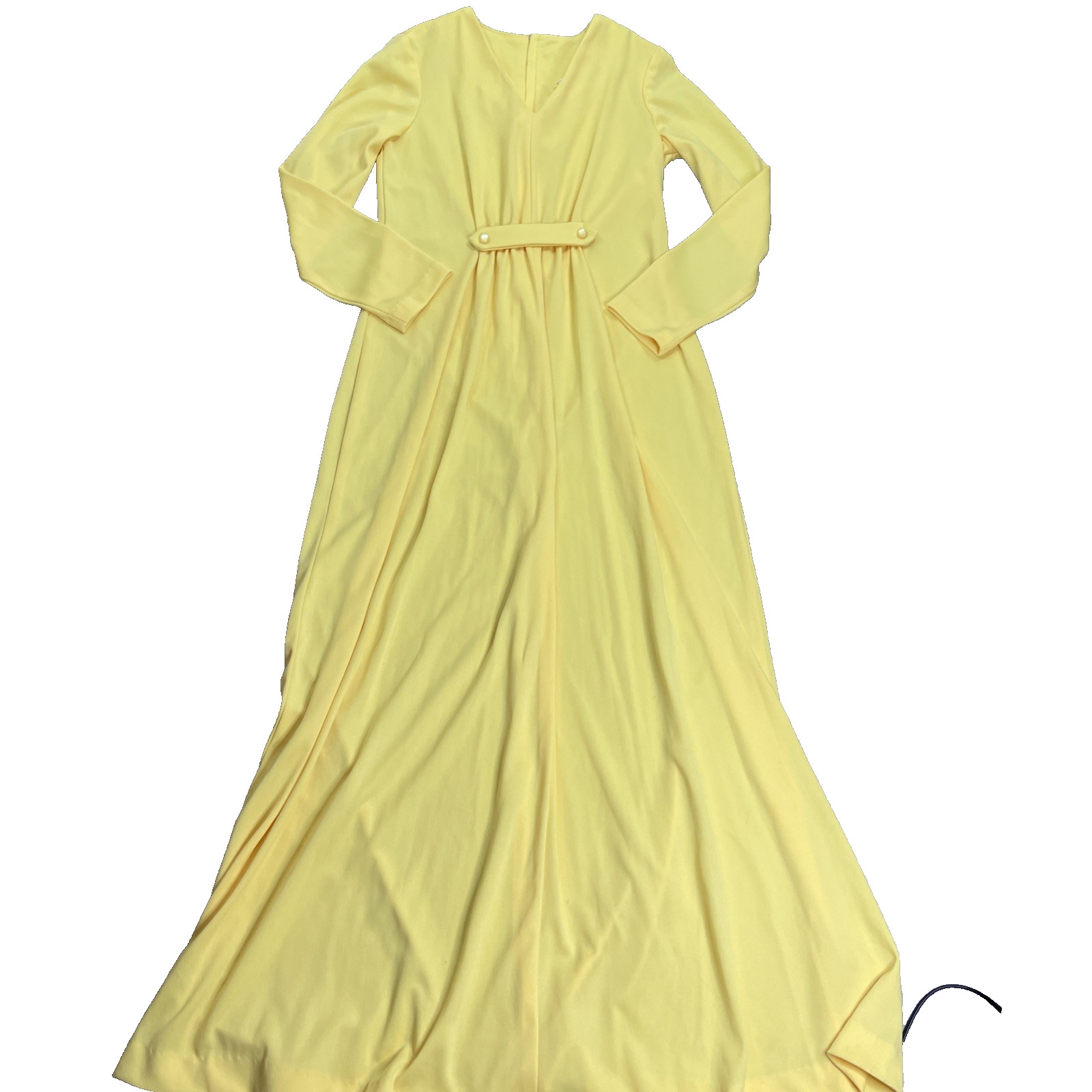 Vtg 70’s 100 Parkhouse Dallas Maxi Lounge Dress V Neck Polyester Size 12