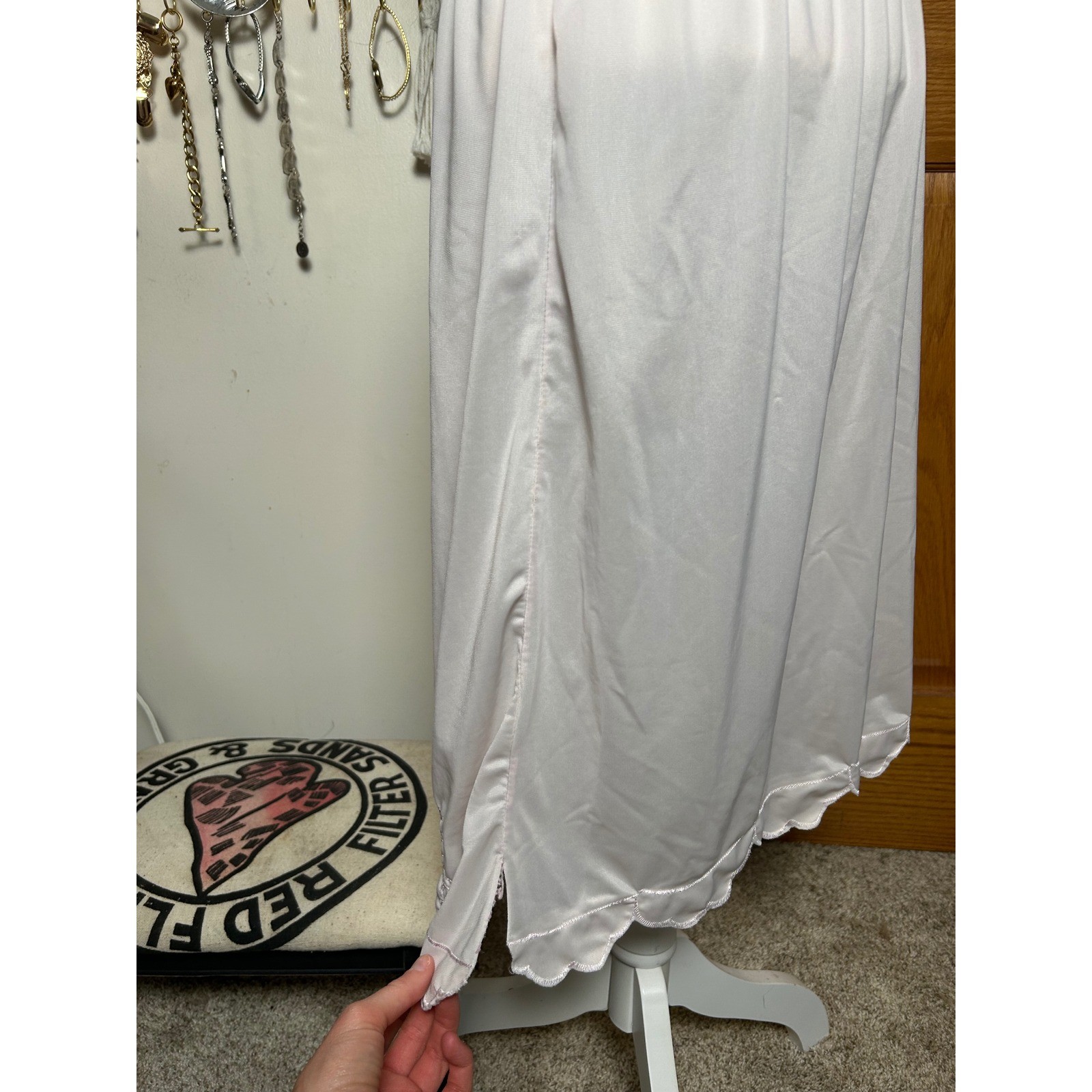 Vintage Scalloped Embroidered Half Slip Skirt Pale Pink Coquette Chic Romantic