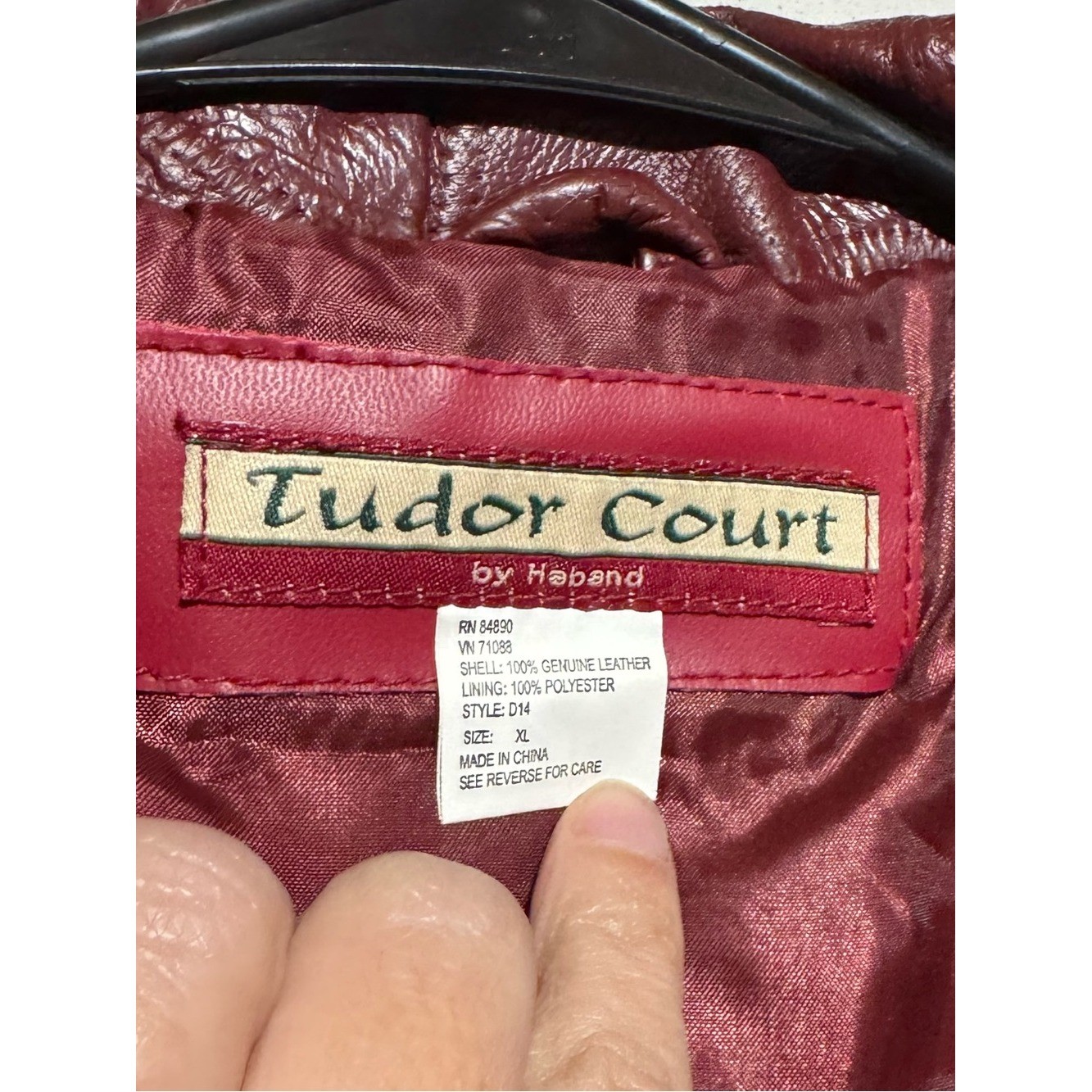 Tudor Court Vintage Leather Jacket Coat Women Size XL Patchwork Oxblood Red