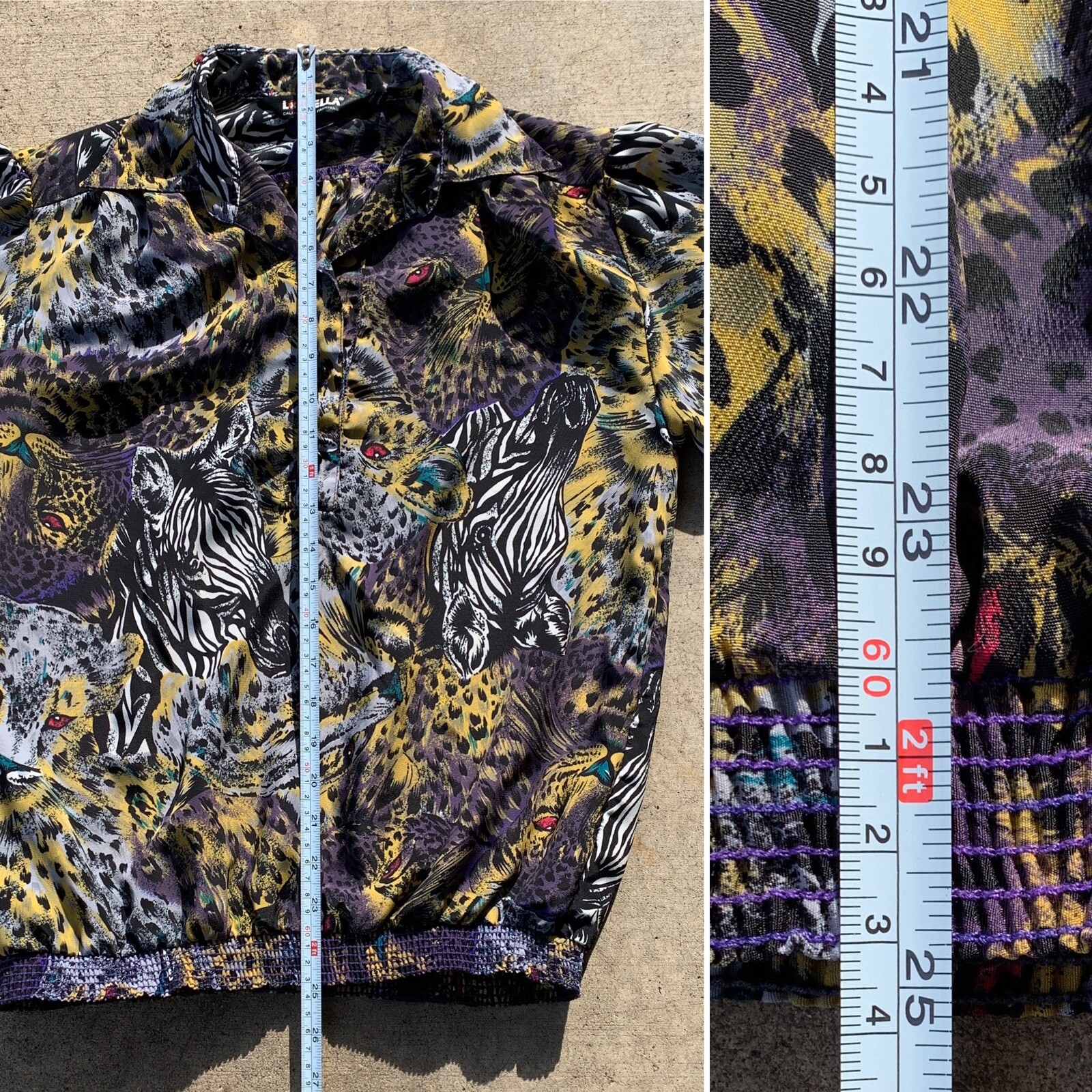 Vintage Loubella Calfornia Fashions Top Blouse Animal Print 8 80s 90s 1980s