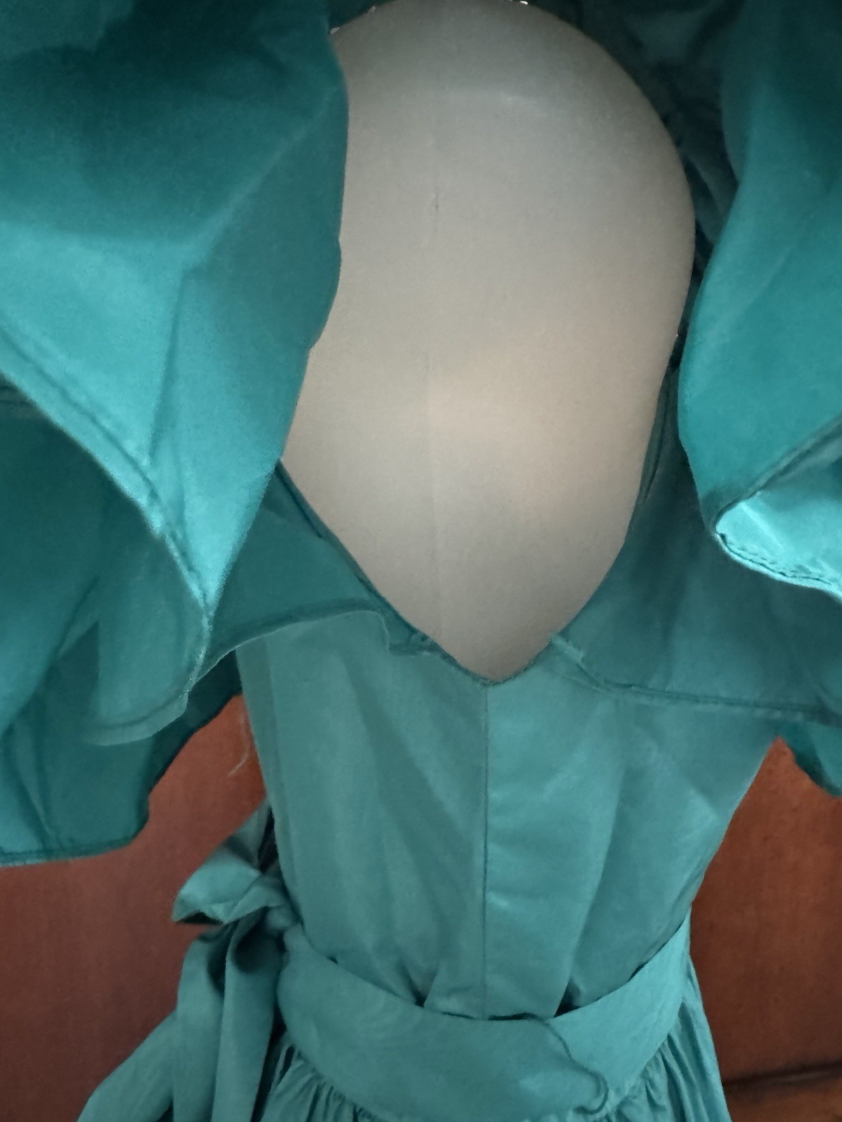 Vintage Lamz Originals Dress Turquoise Sz 4 Off Shoulder Ruffle Party Gown 80s