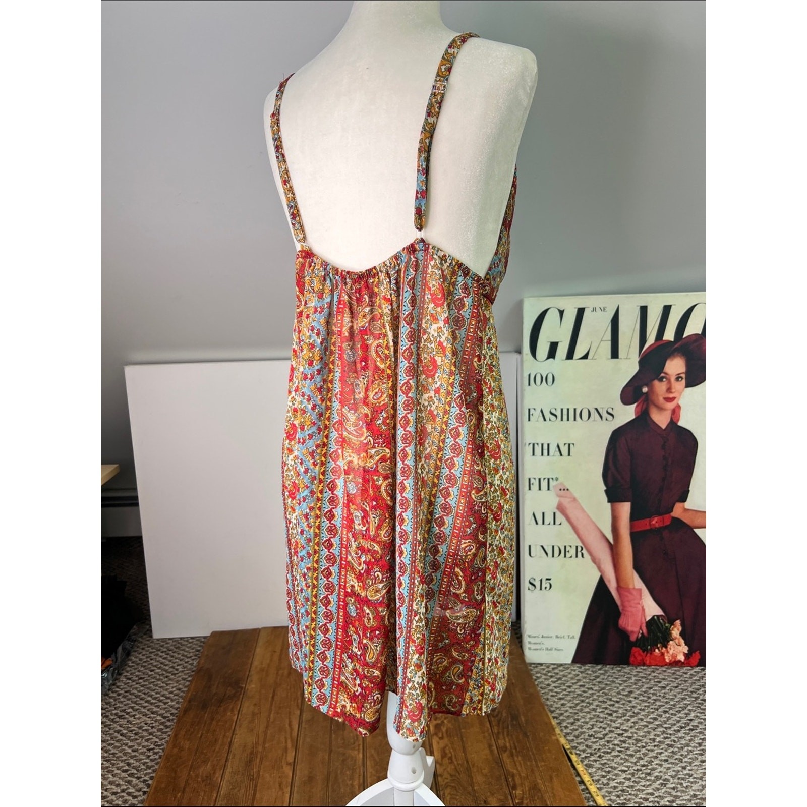 Vintage 90s Oscar de la Renta slip dress mini boho